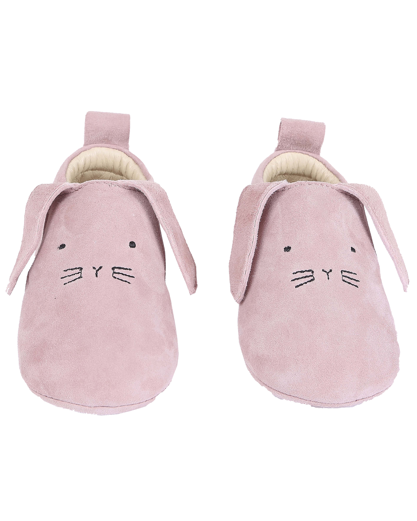 Chaussons bébé lapin en cuir blush