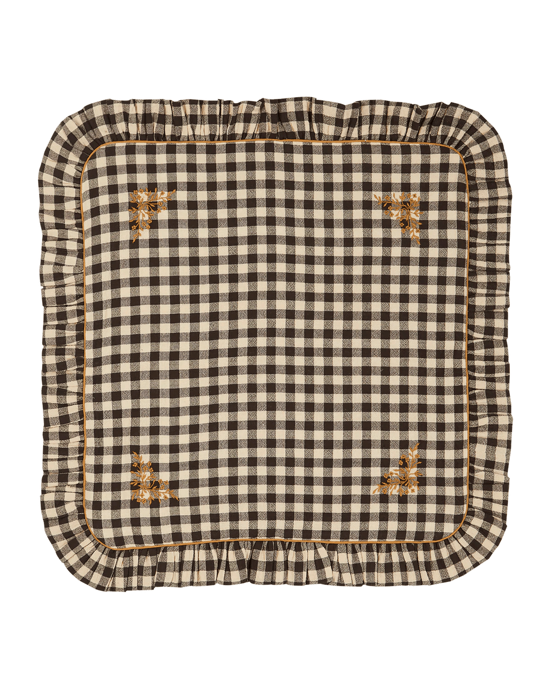 Housse de coussin coton vichy café 50x50cm