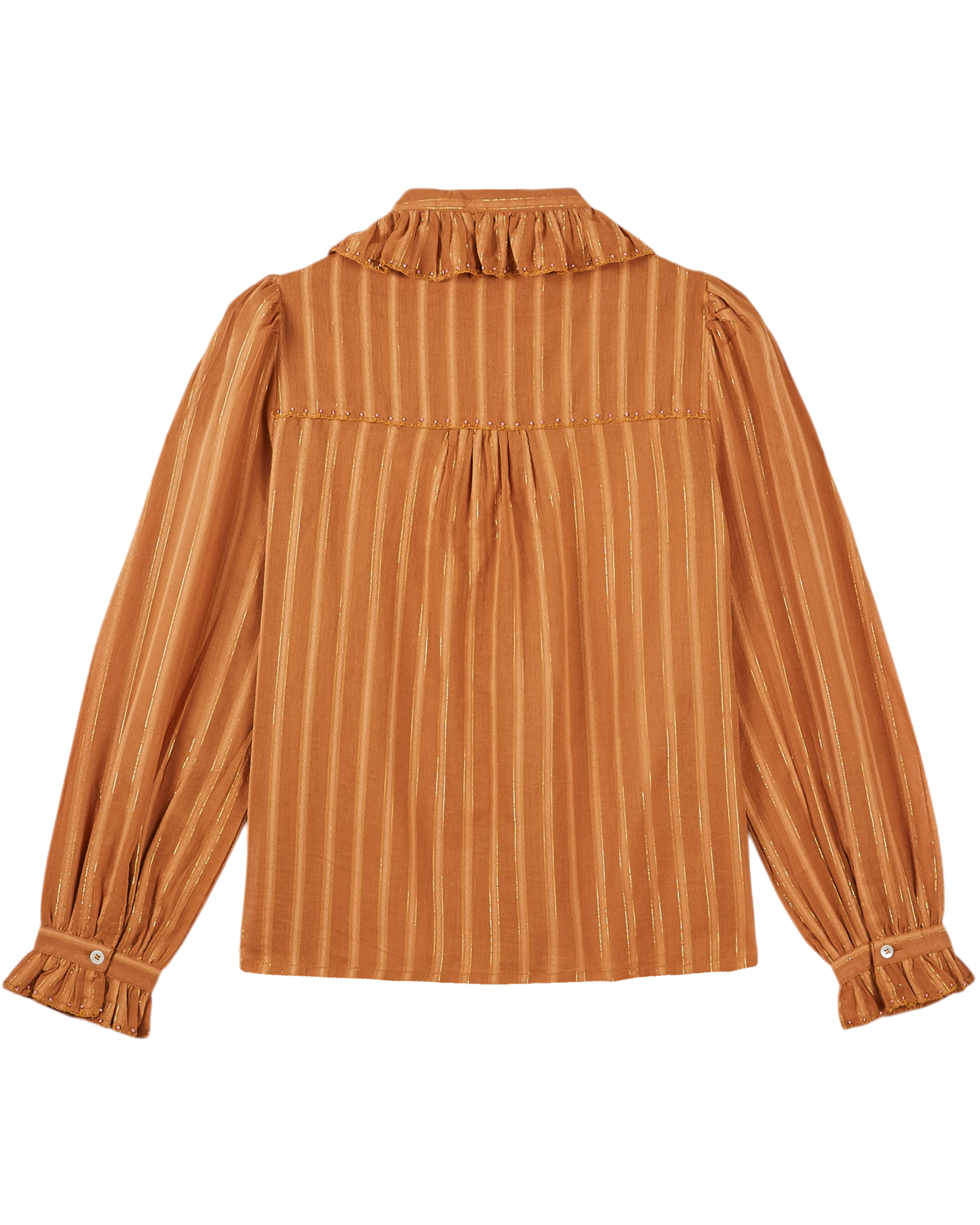 Blouse lurex à perles caramel