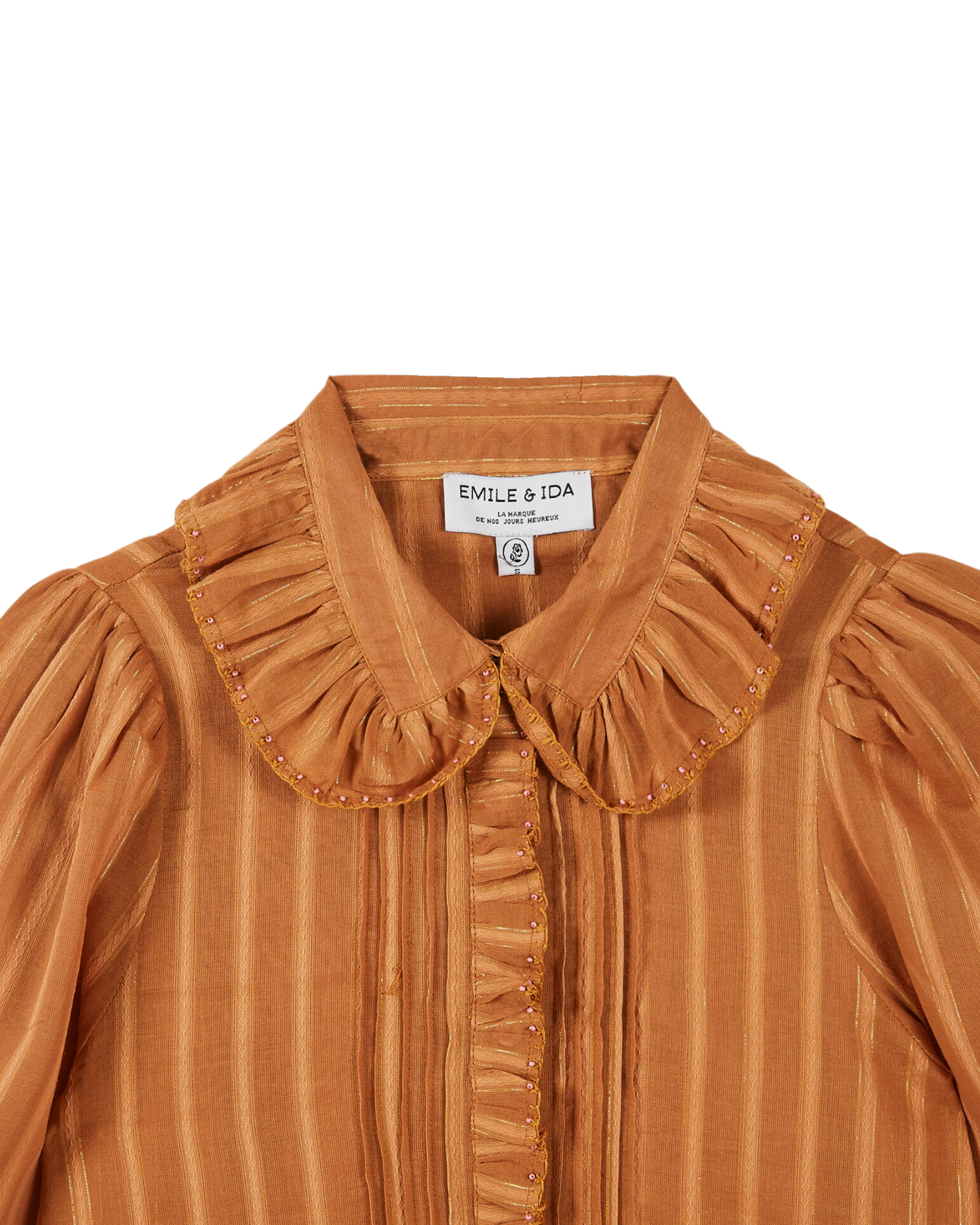 Blouse lurex à perles caramel