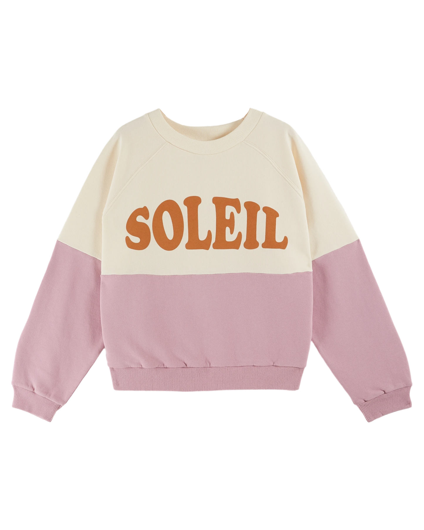 Sweat soleil coton bio lilas et écru