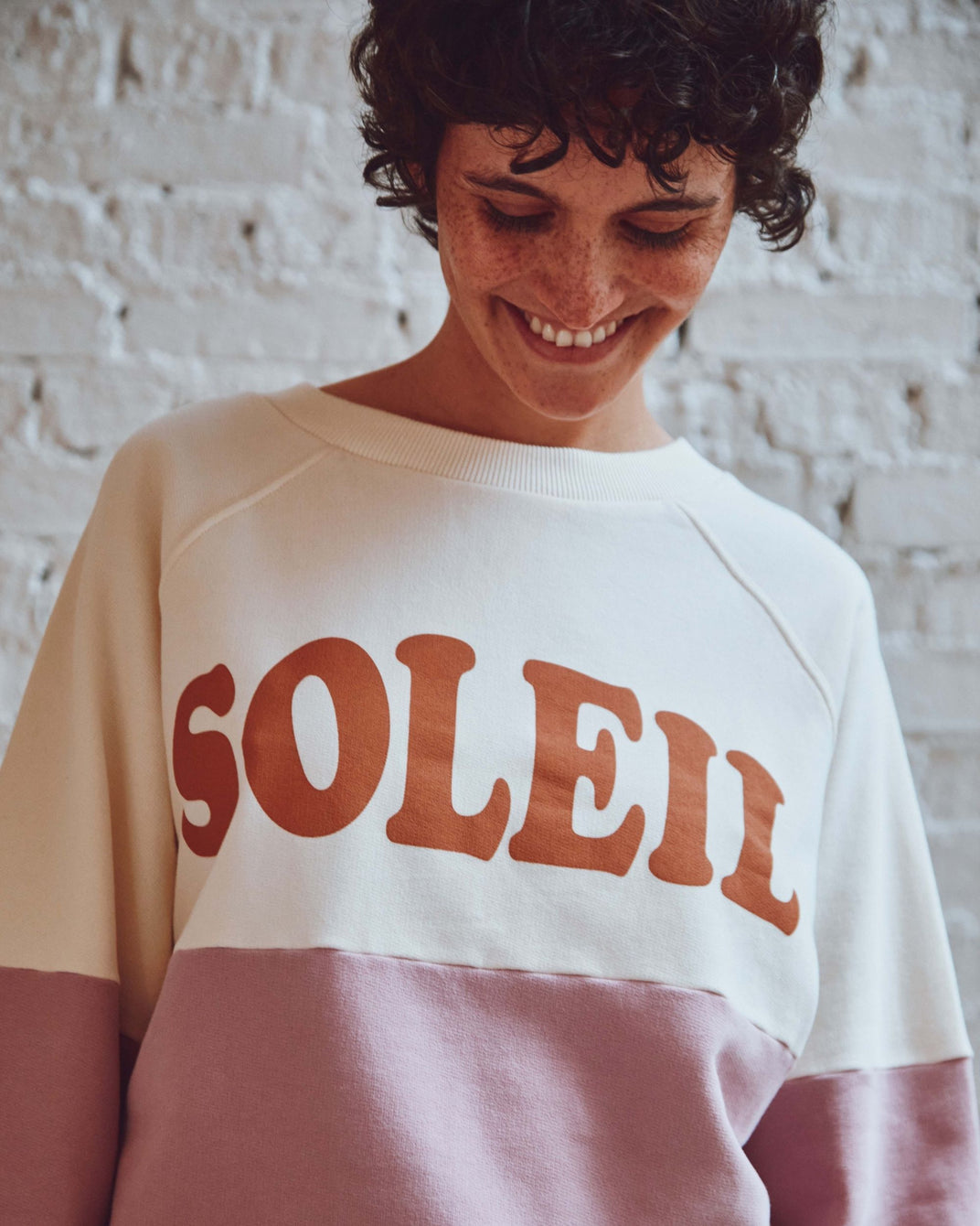 Sweat soleil coton bio lilas et écru