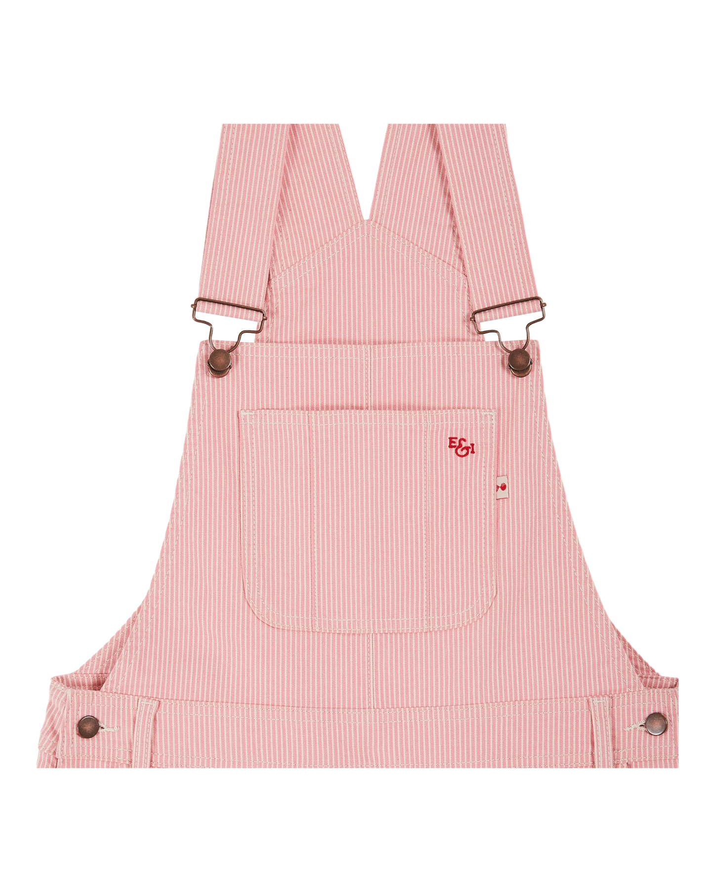 Salopette denim rayures rose et blanc