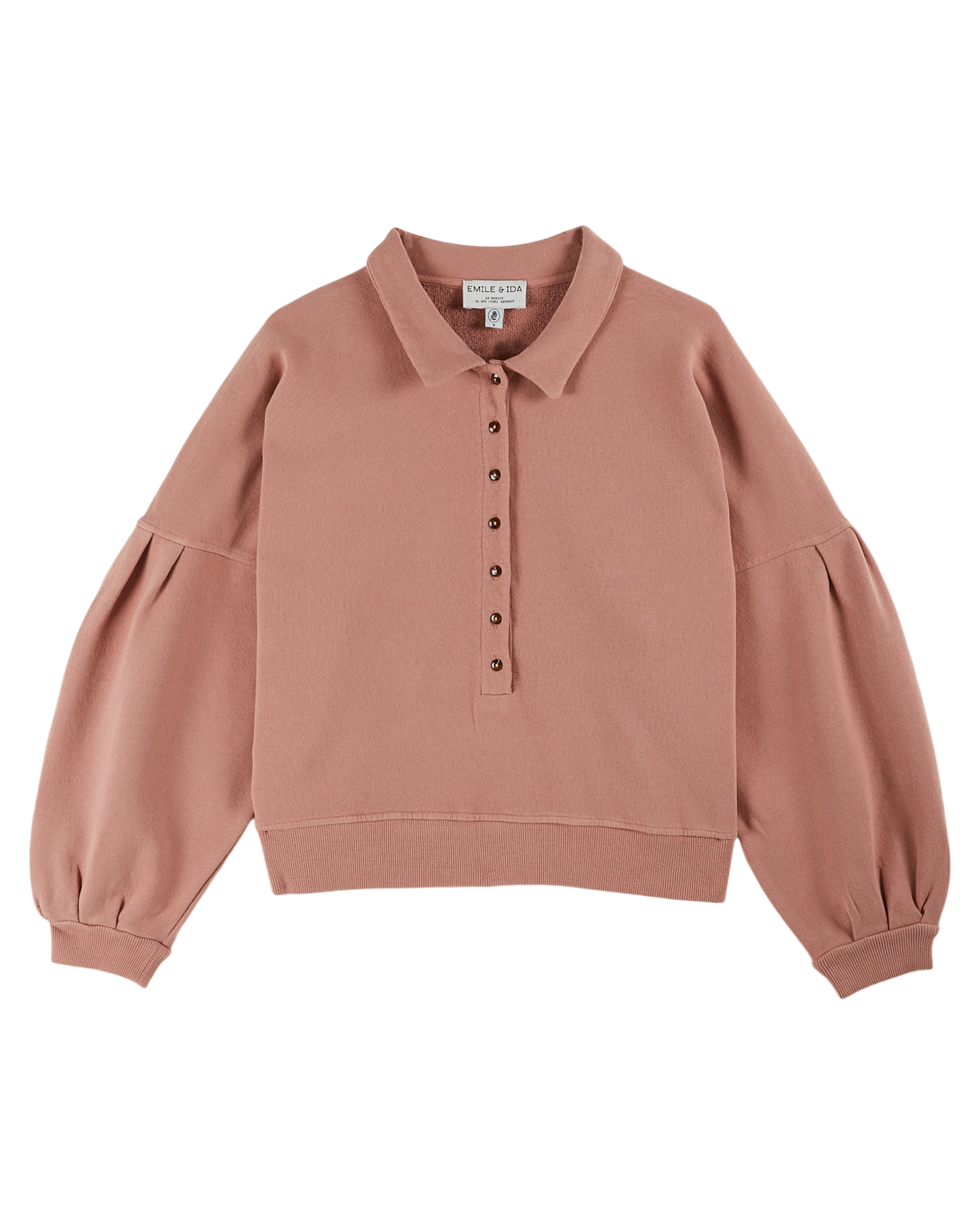 Sweat boutonné coton bio terracotta