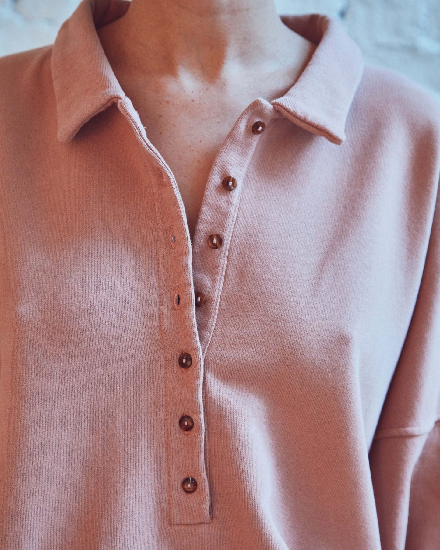 Sweat boutonné coton bio terracotta