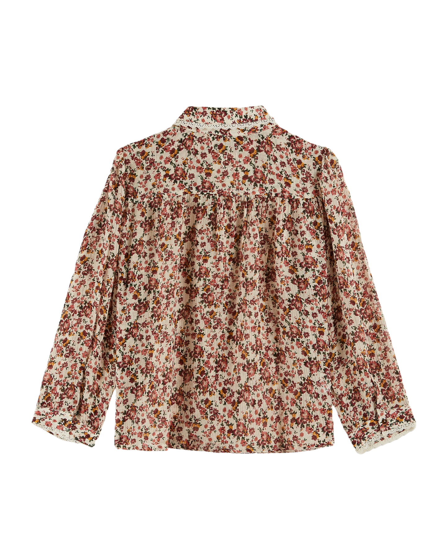 Blouse à fleurs crépon myosotis rose