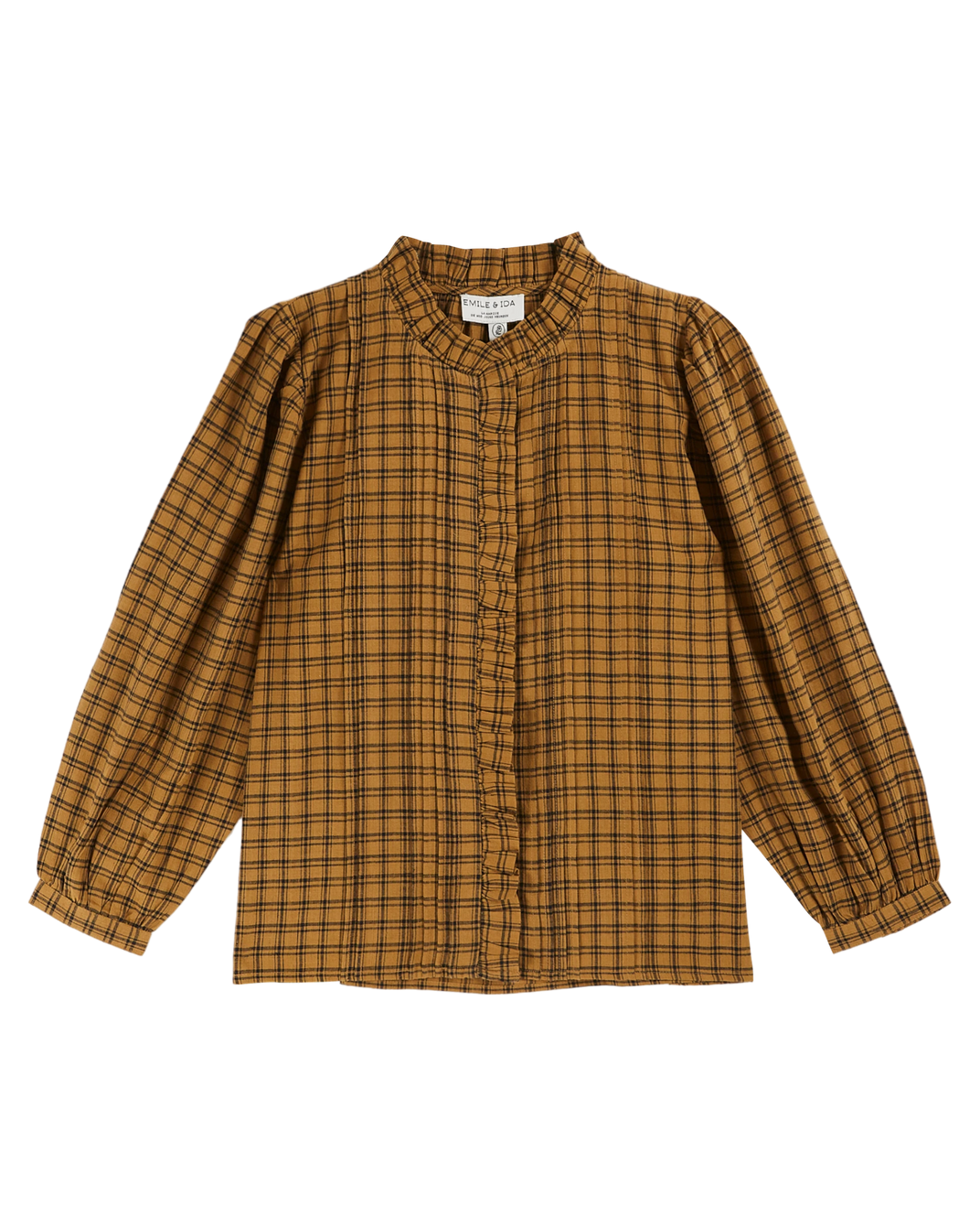 Blouse khadi carreaux ocre