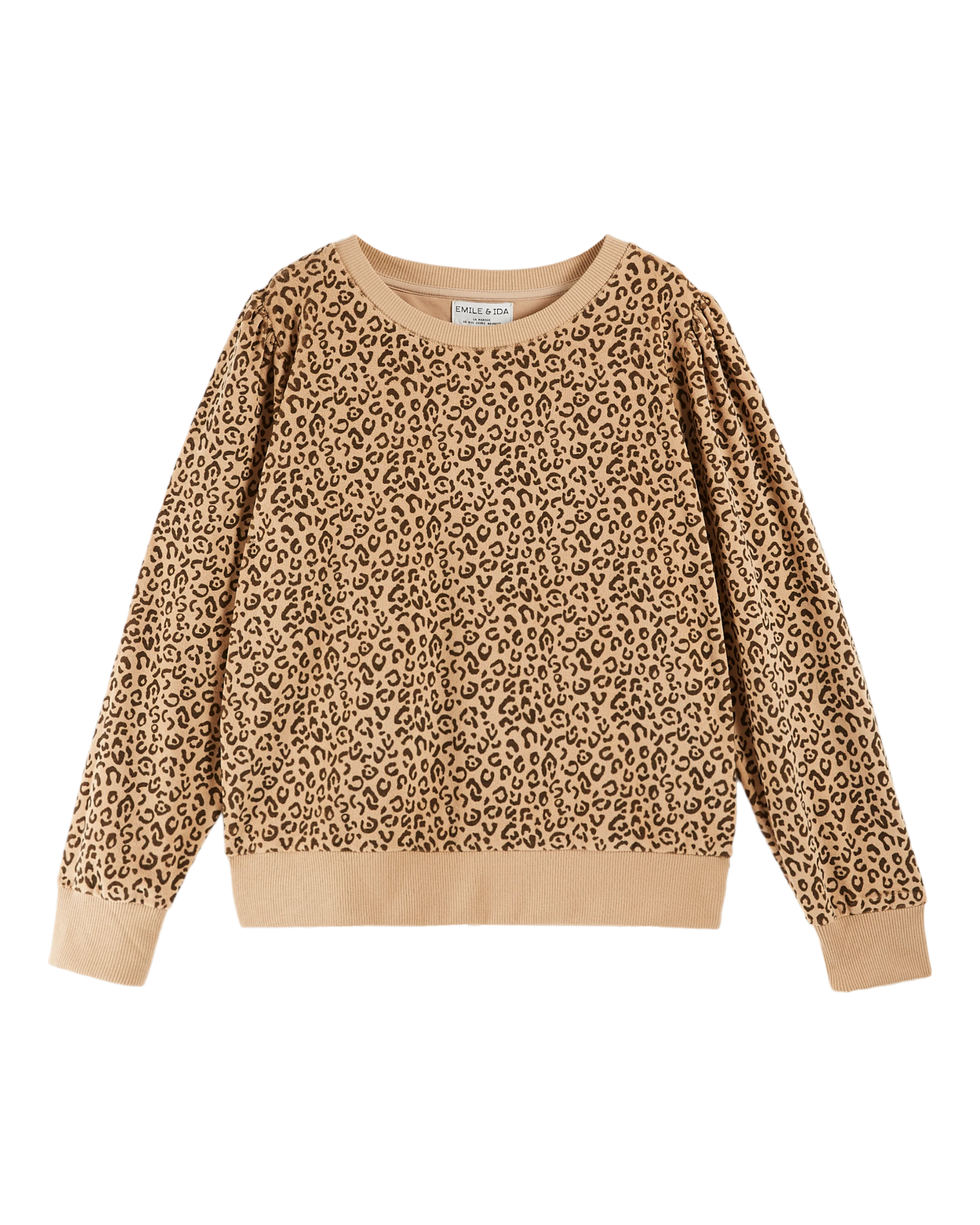 Sweat éponge léopard beige et noir