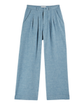 Pantalon palazzo coton lin bleu clair