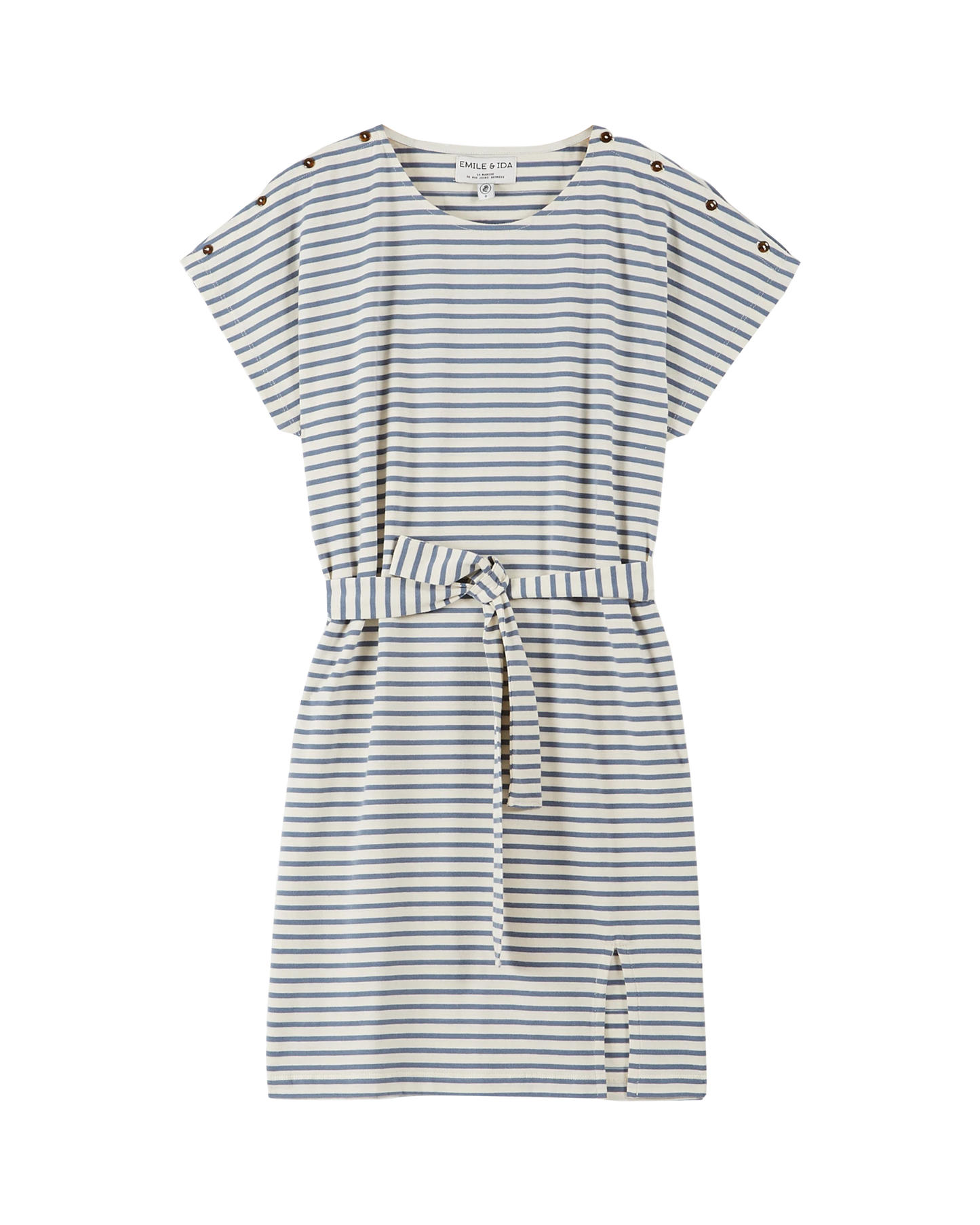 Robe rayures coton bio blanc et bleu