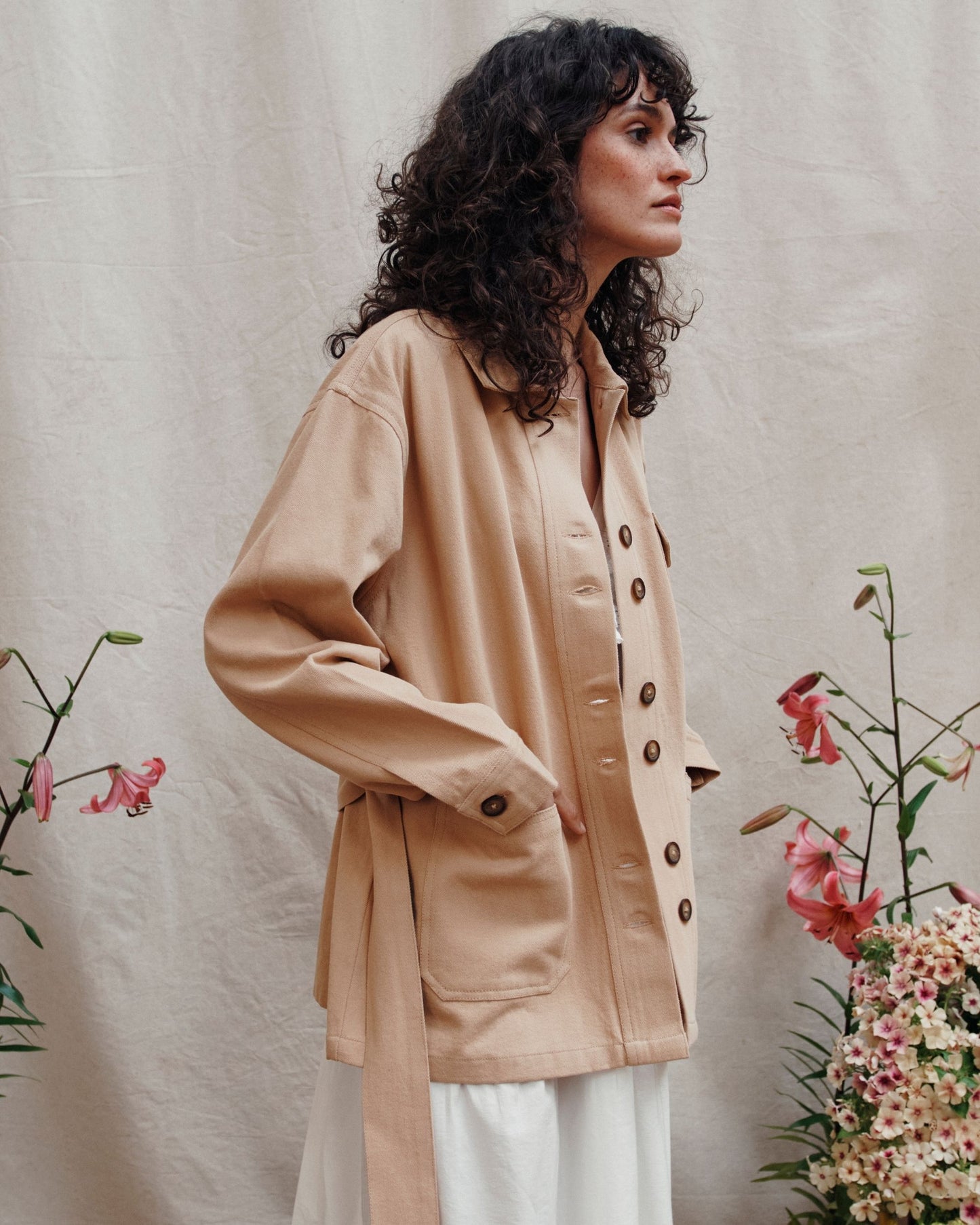 Veste saharienne canvas beige