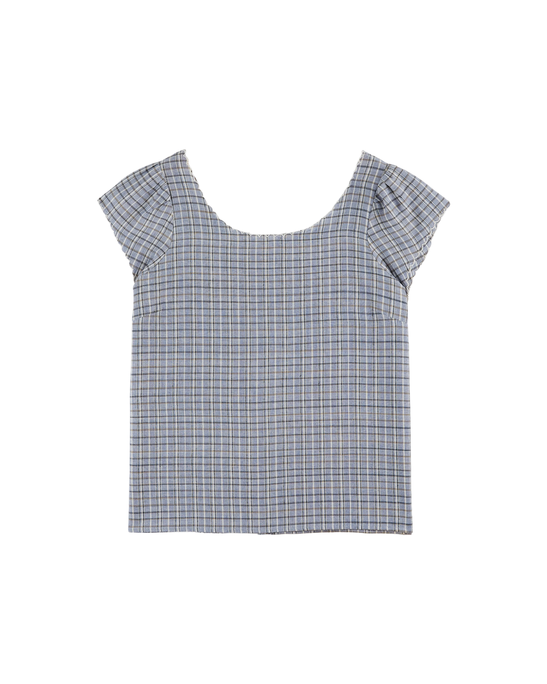 Top khadi carreaux bleu