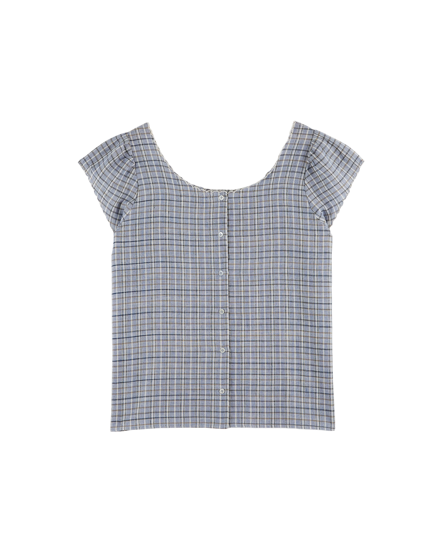 Top khadi carreaux bleu