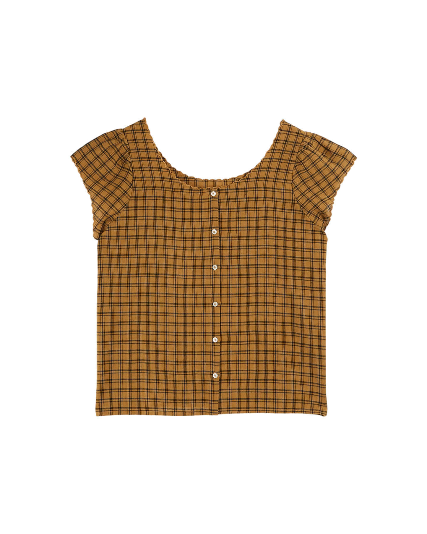 Top khadi carreaux ocre