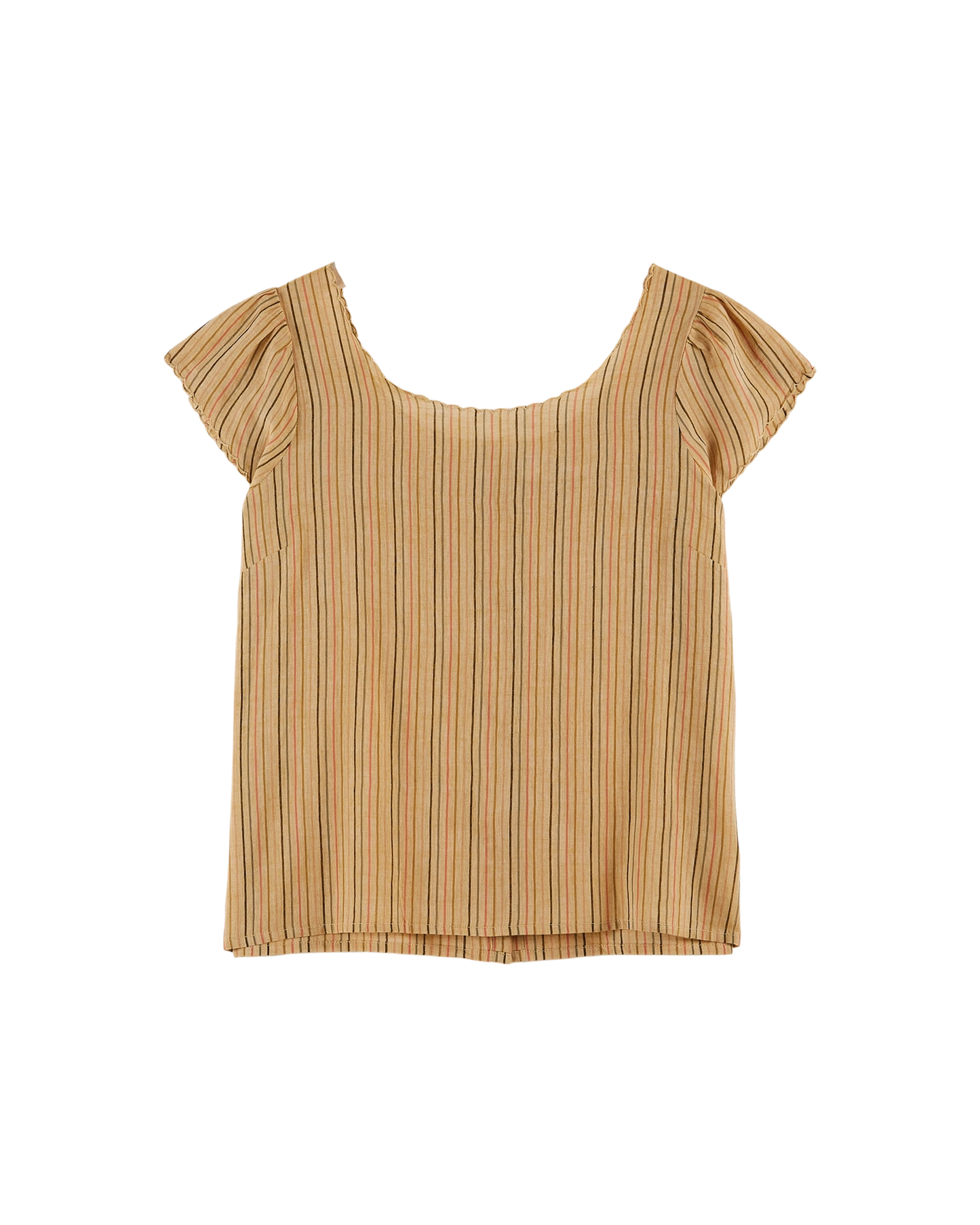 Top khadi rayures ocre clair