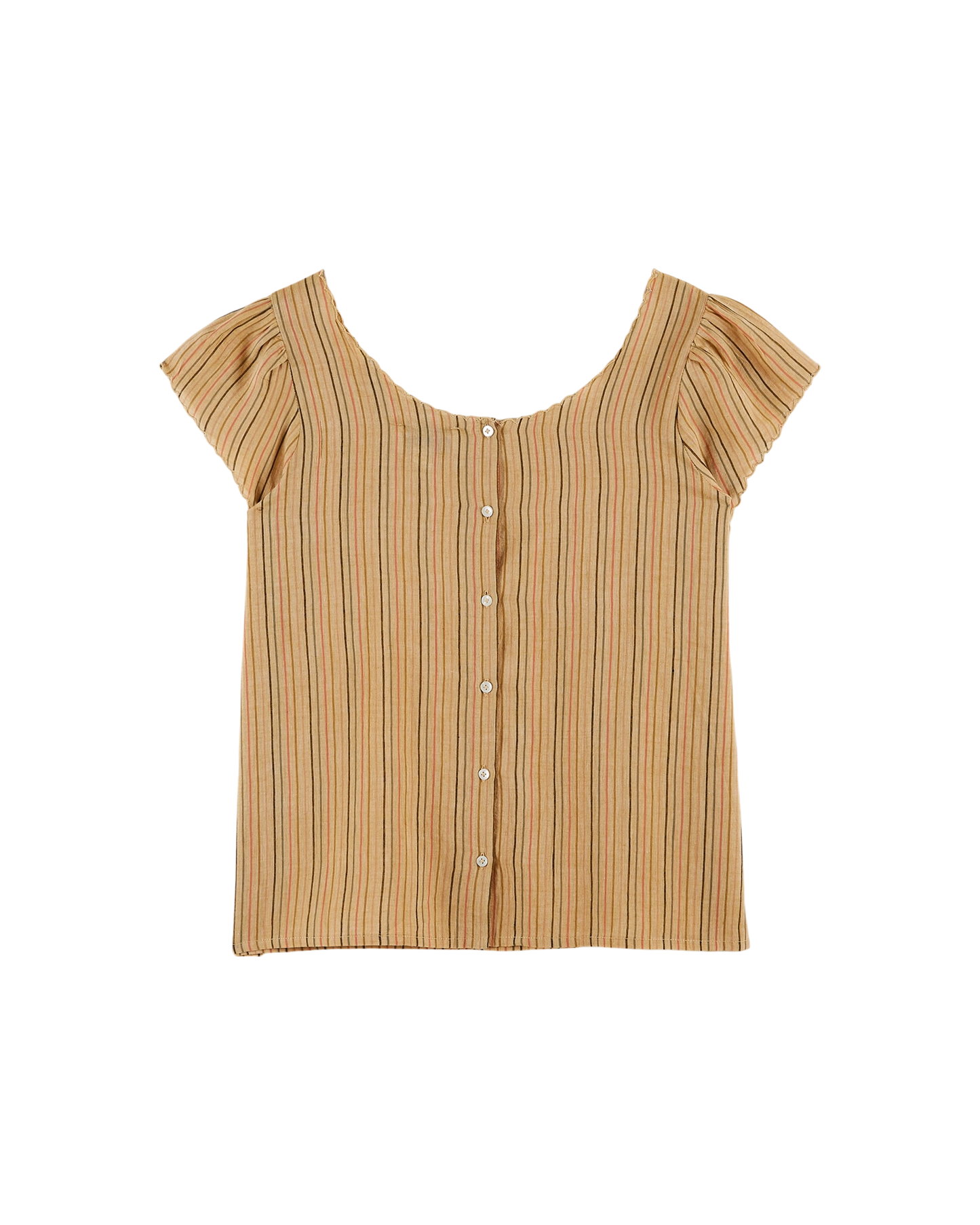 Top khadi rayures ocre clair