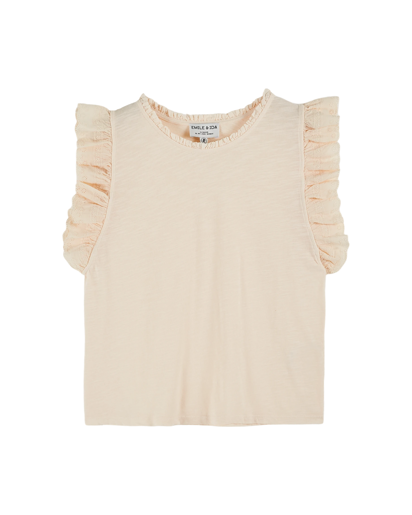 T-shirt broderie anglaise coton bio crème