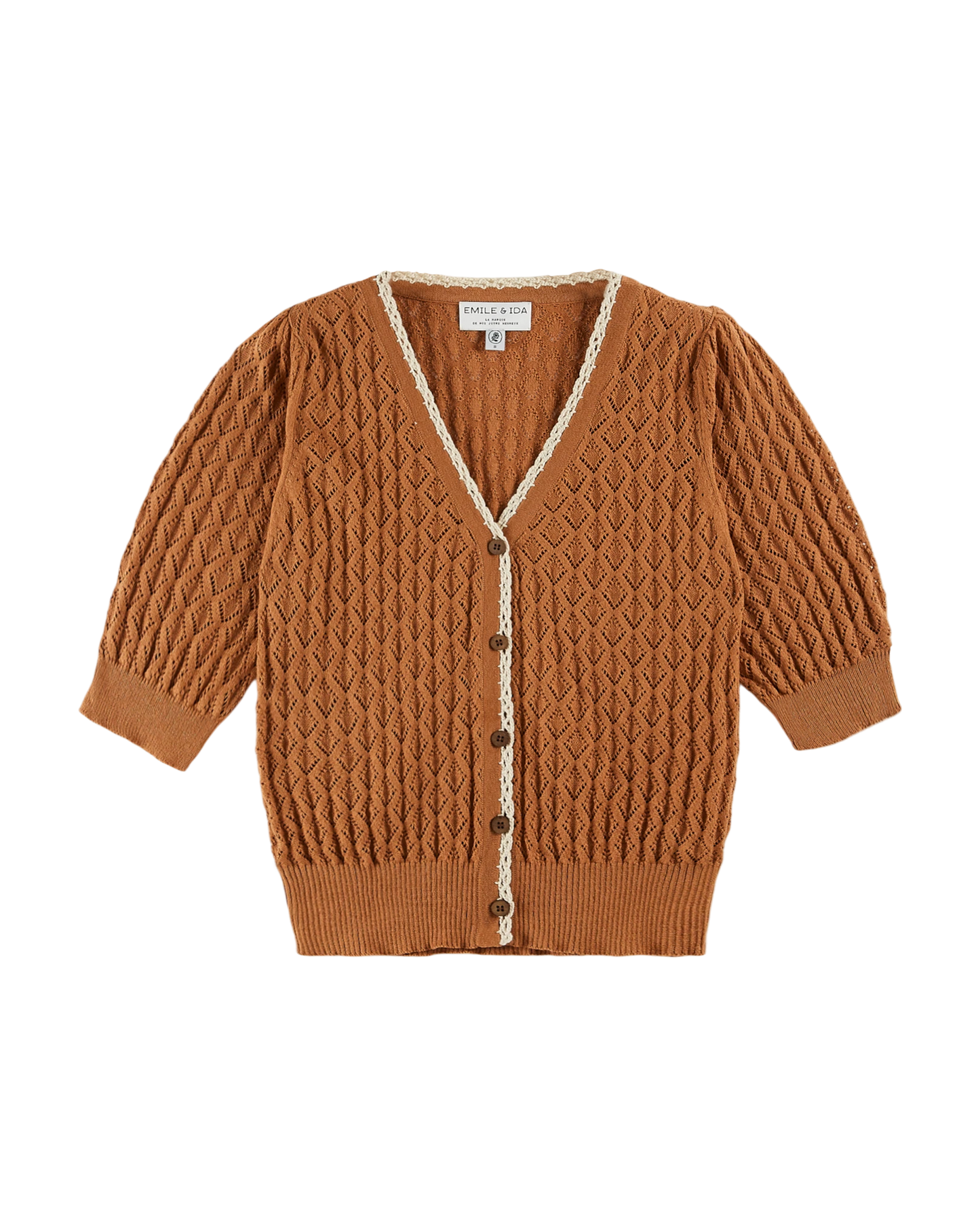 Cardigan graphique caramel