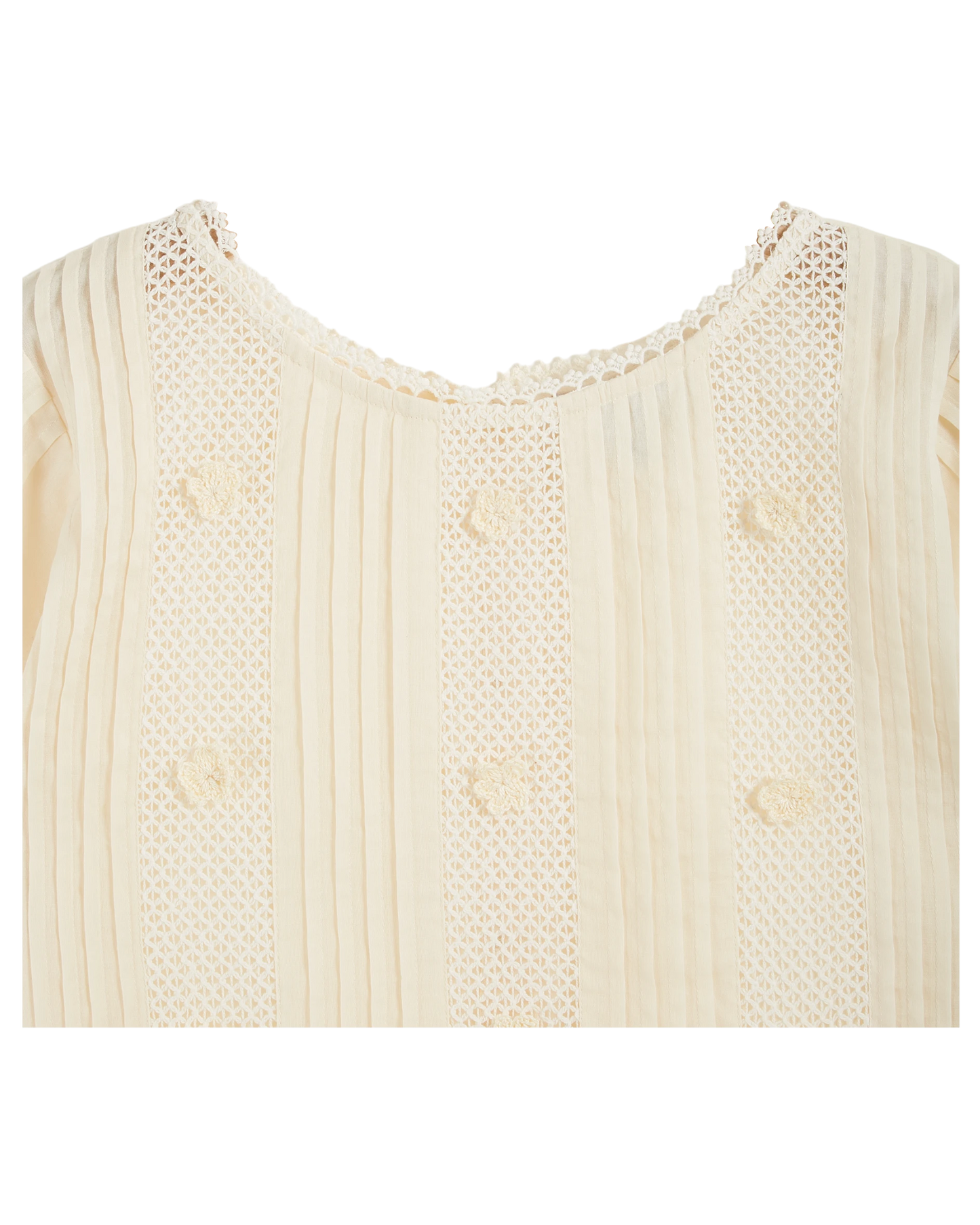 Blouse dentelle fleurs brodées écru