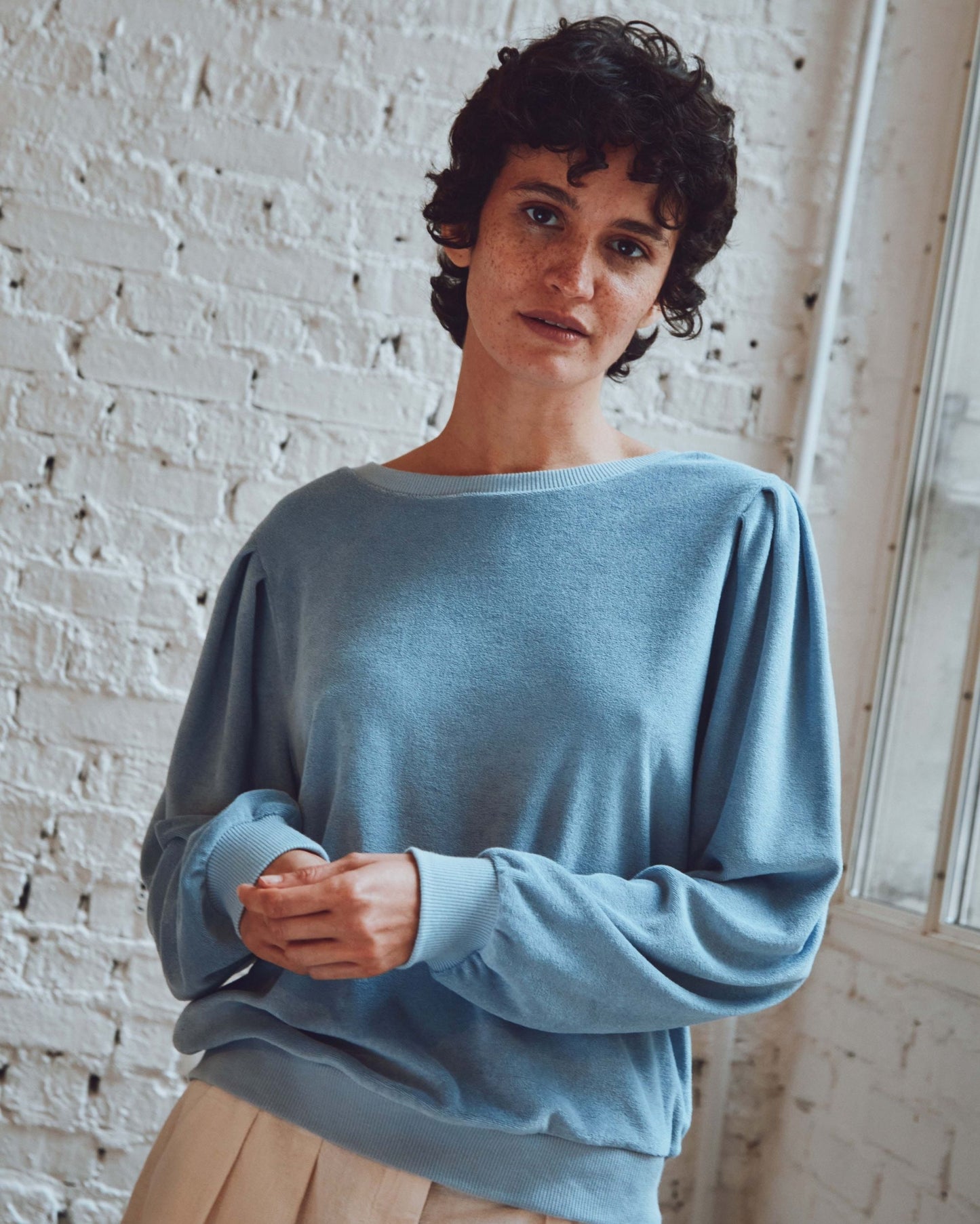 Sweat éponge bleu clair