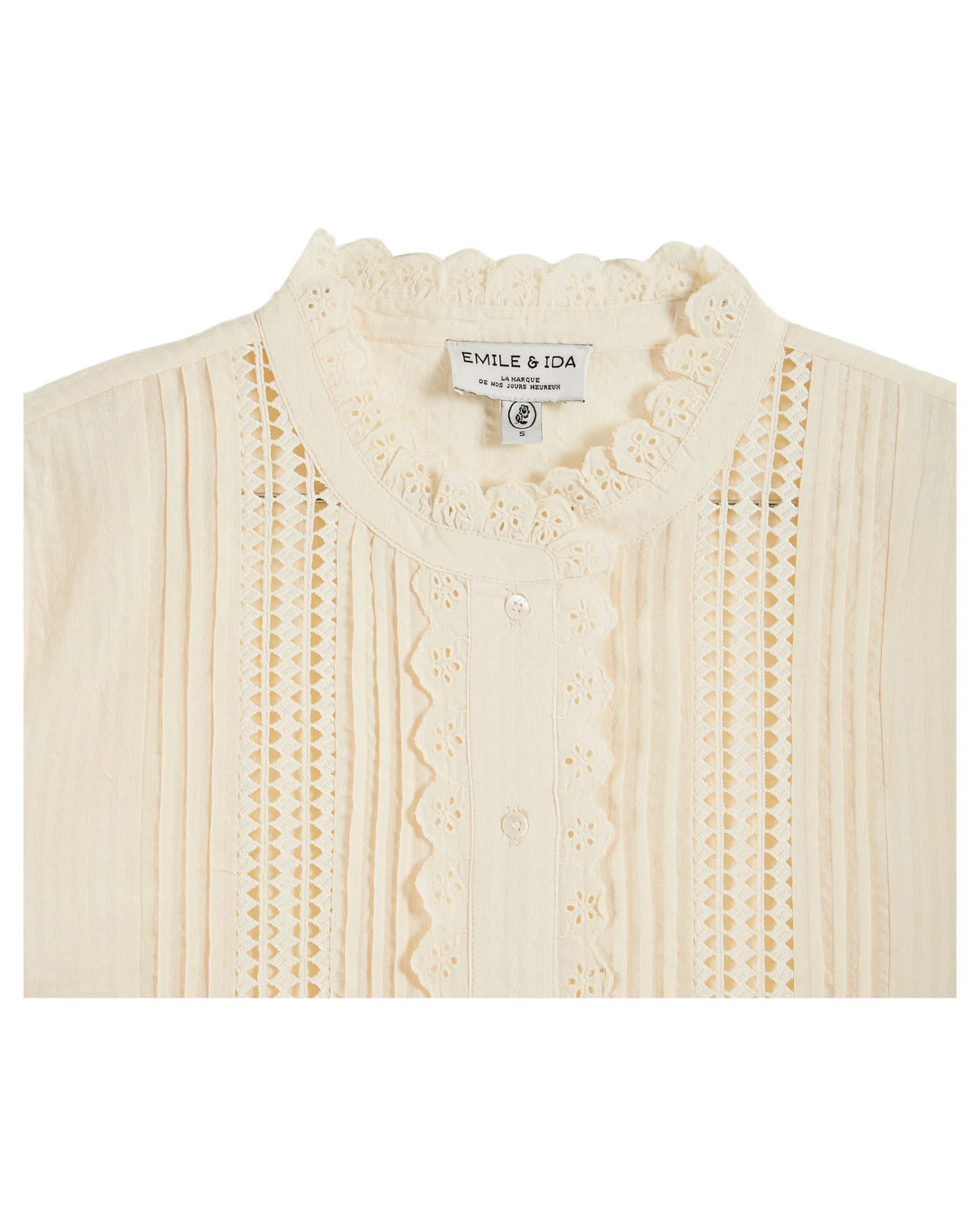 Blouse dentelle broderie anglaise écru