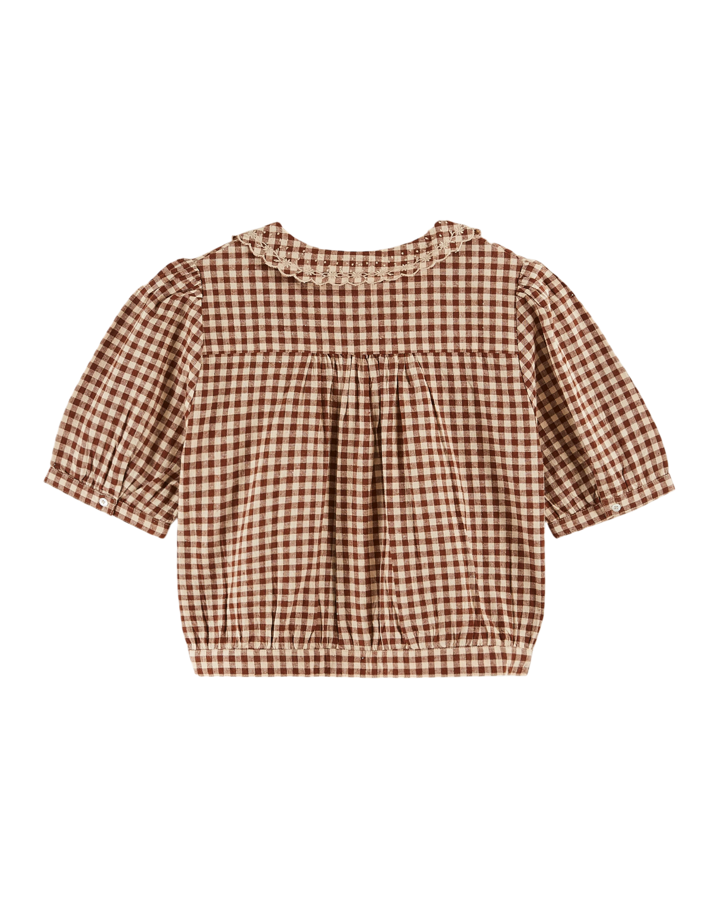 Blouse en coton vichy écru et chocolat