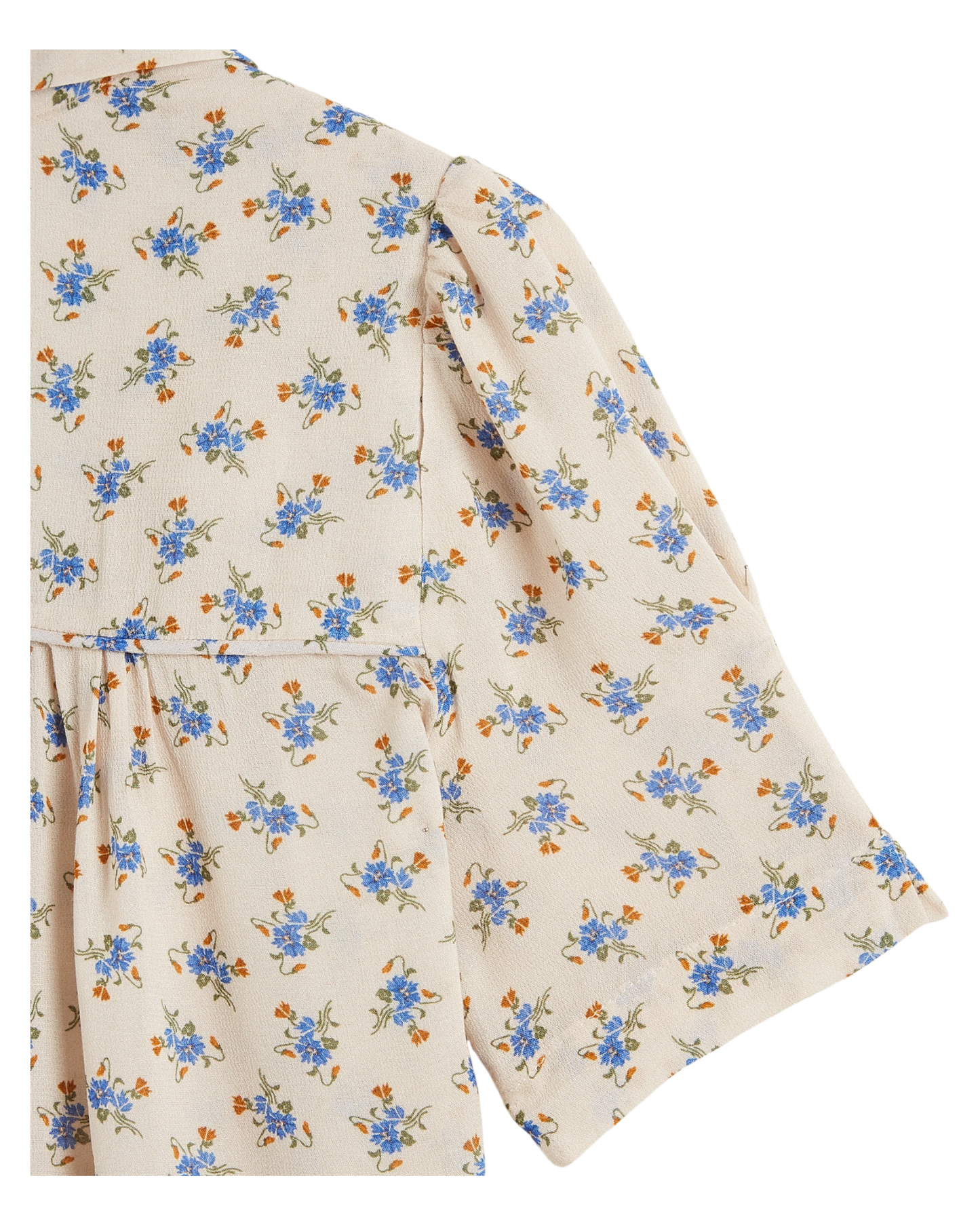 Blouse écru fleurs bleues