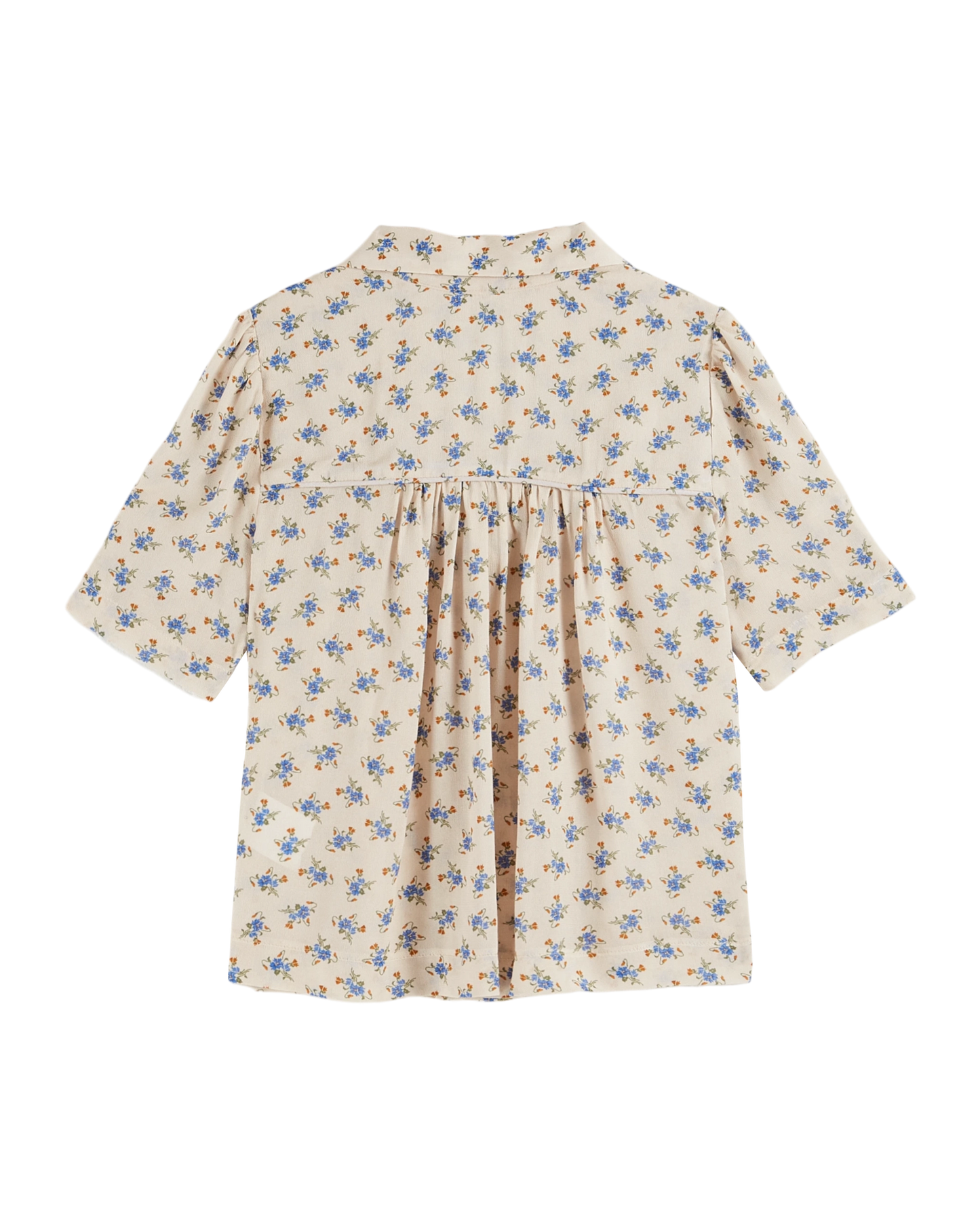 Blouse écru fleurs bleues