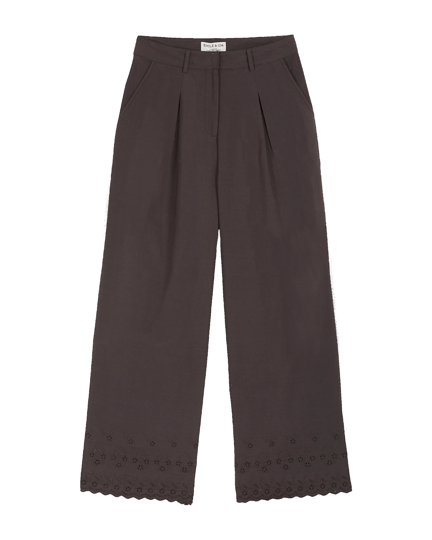 Pantalon broderie anglaise bitume