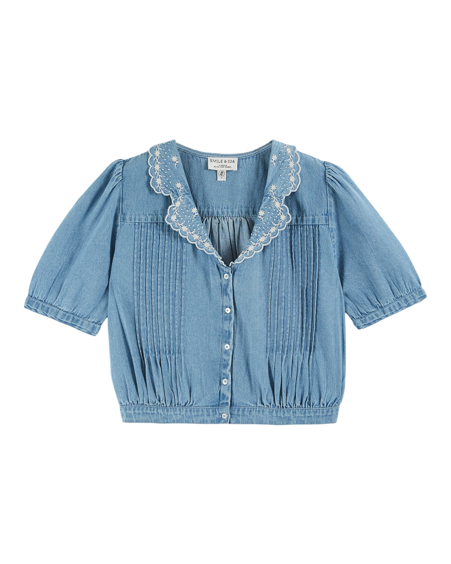 Blouse crop denim clair