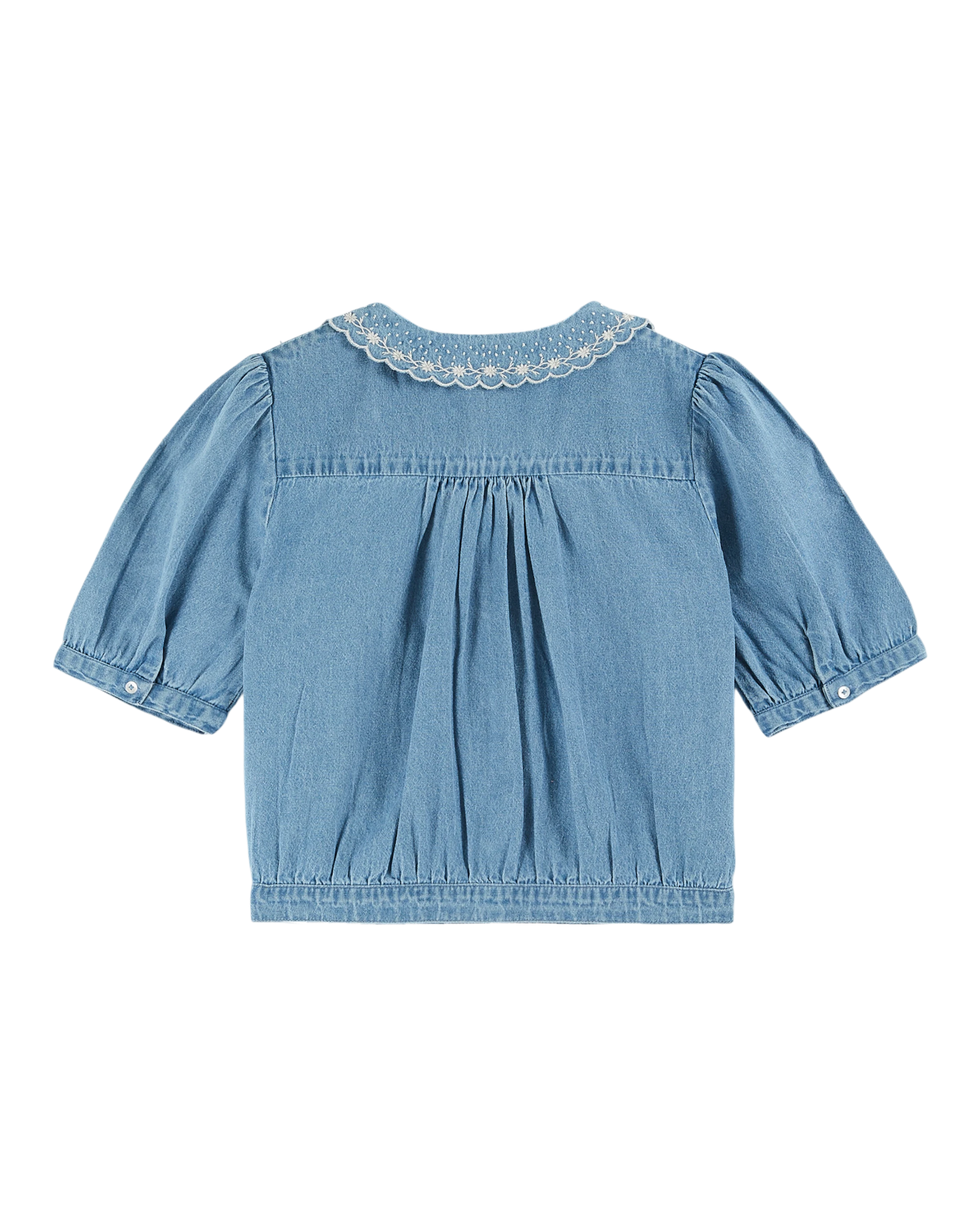 Blouse crop denim clair