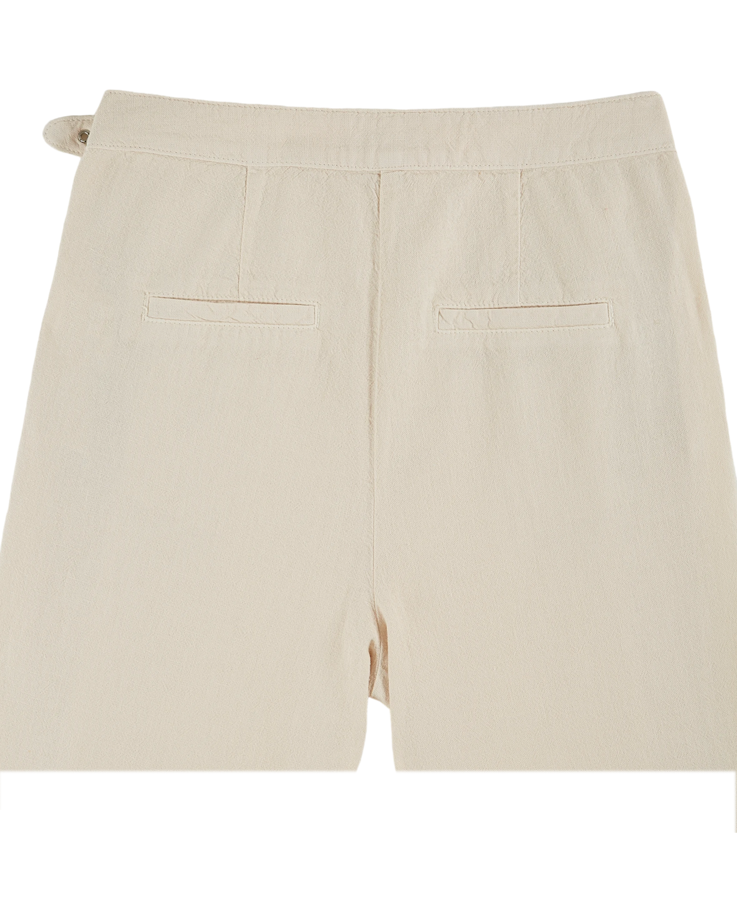 Pantalon ceinturé coton lin crème