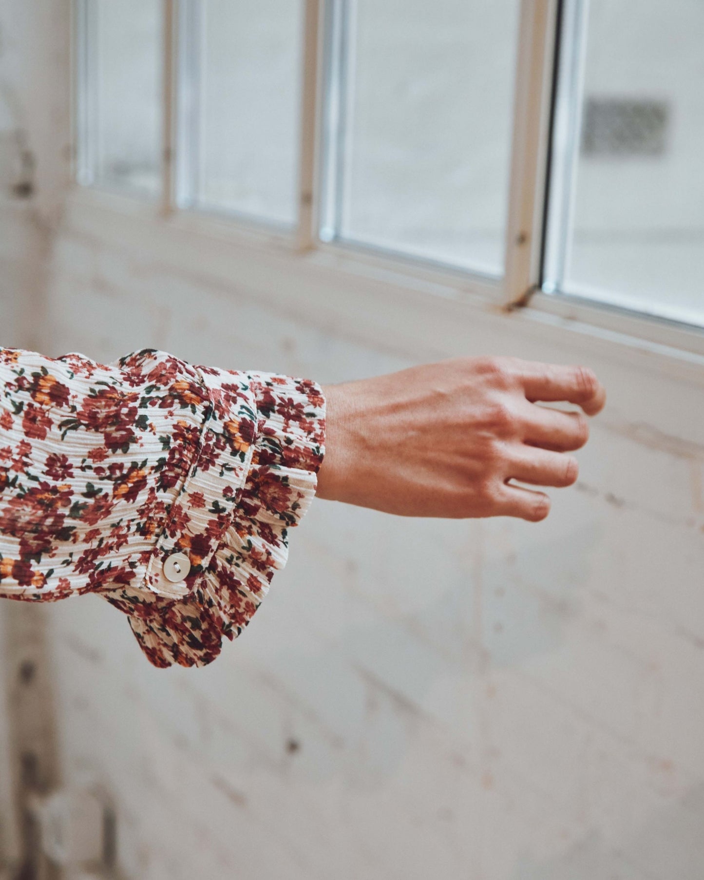 Blouse volantée crépon myosotis rose