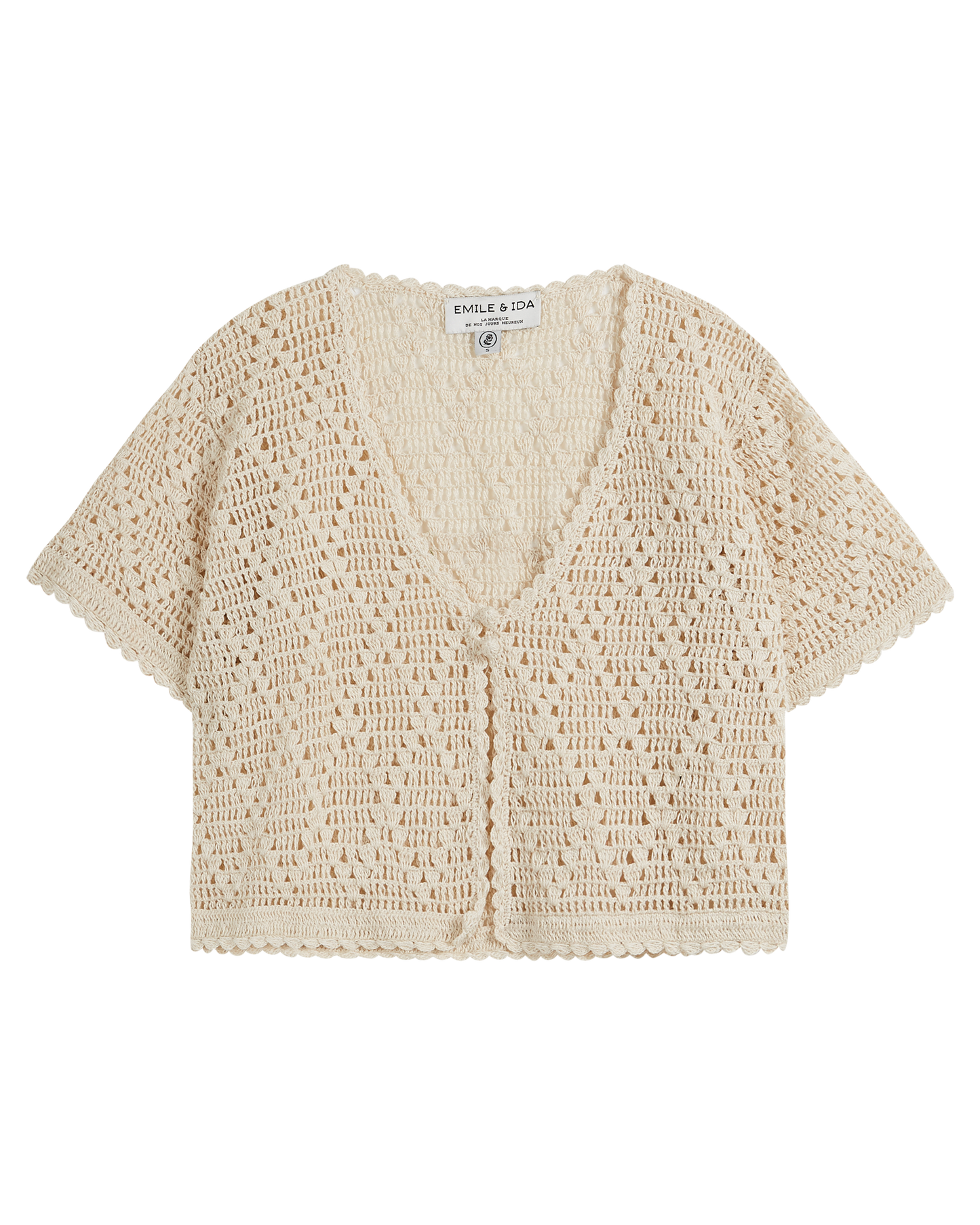 Cardigan femme crochet écru