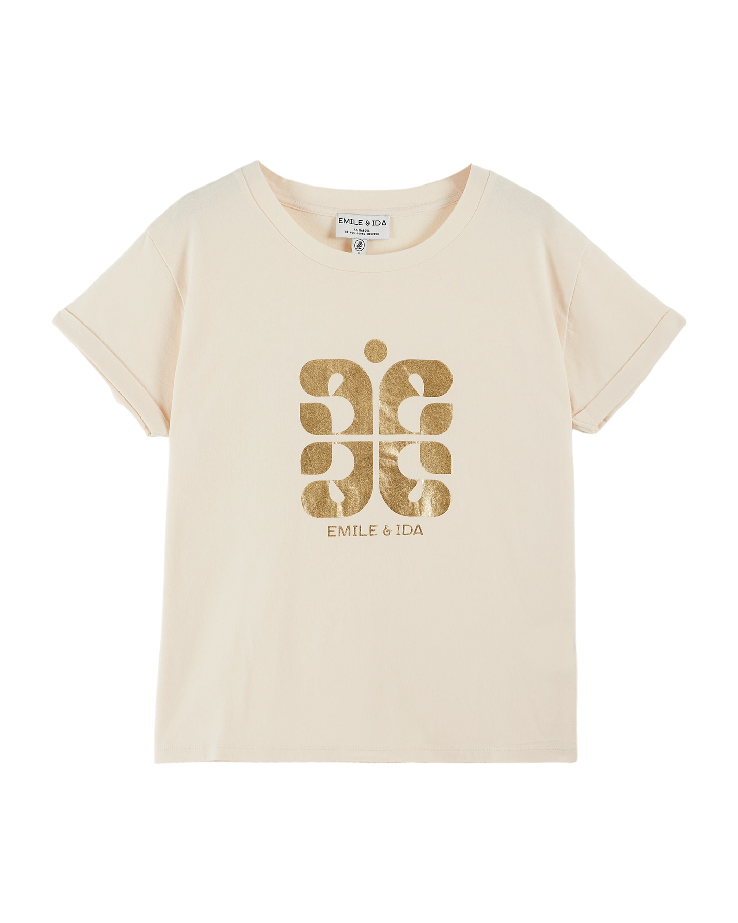 T-shirt logo coton bio crème