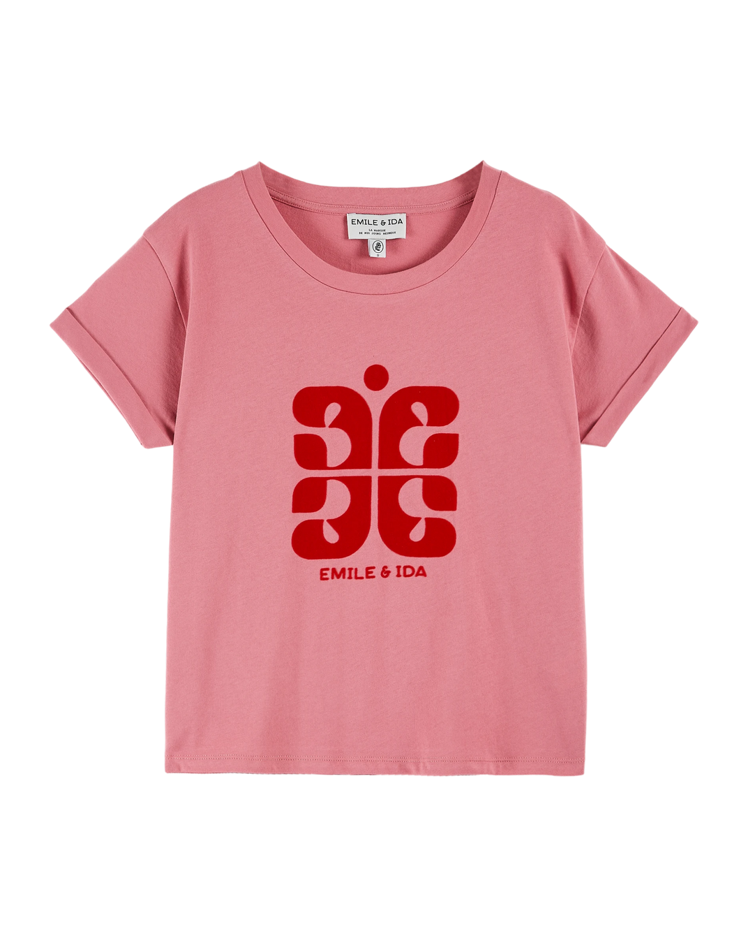 T-shirt logo coton bio framboise