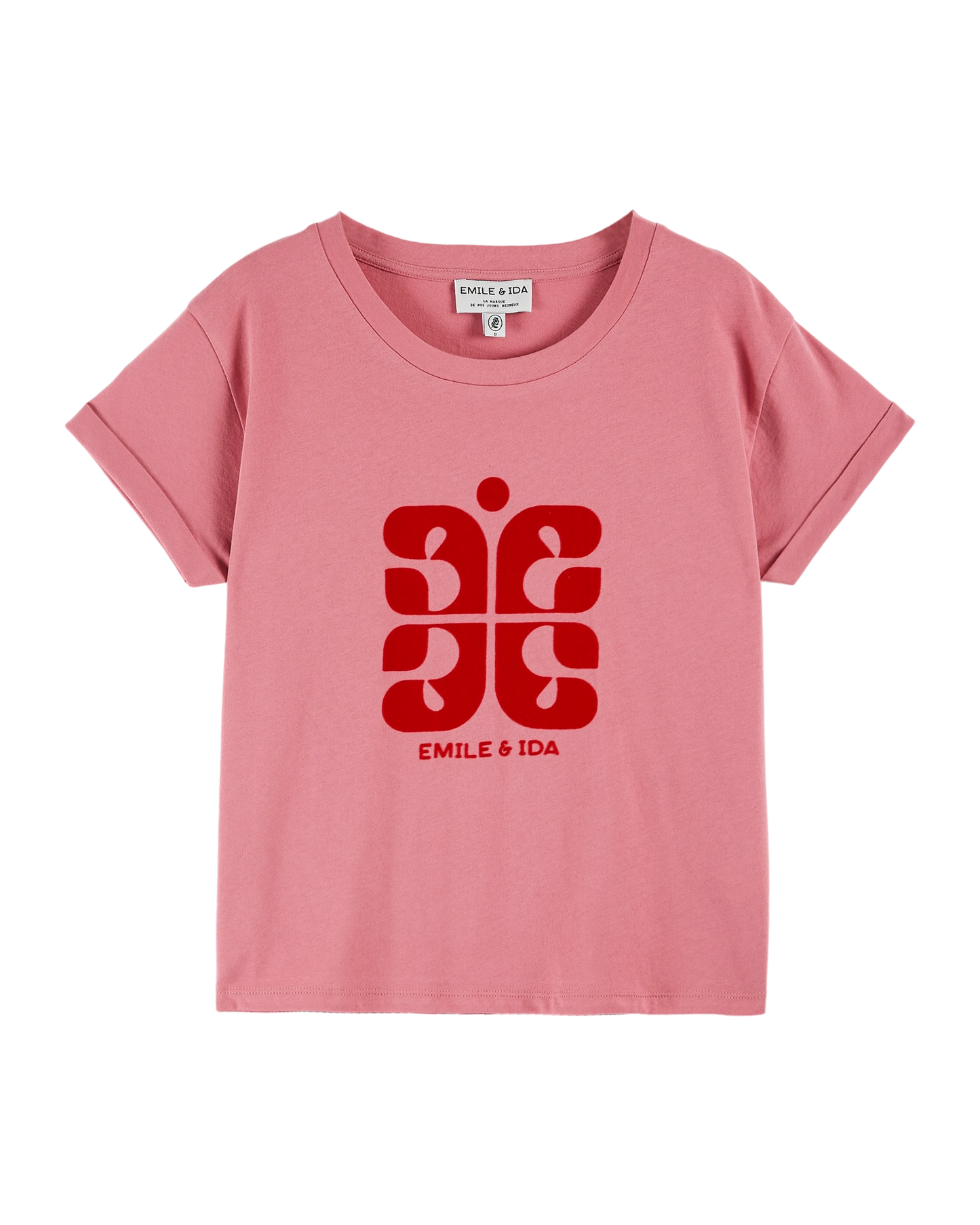 T-shirt logo coton bio framboise