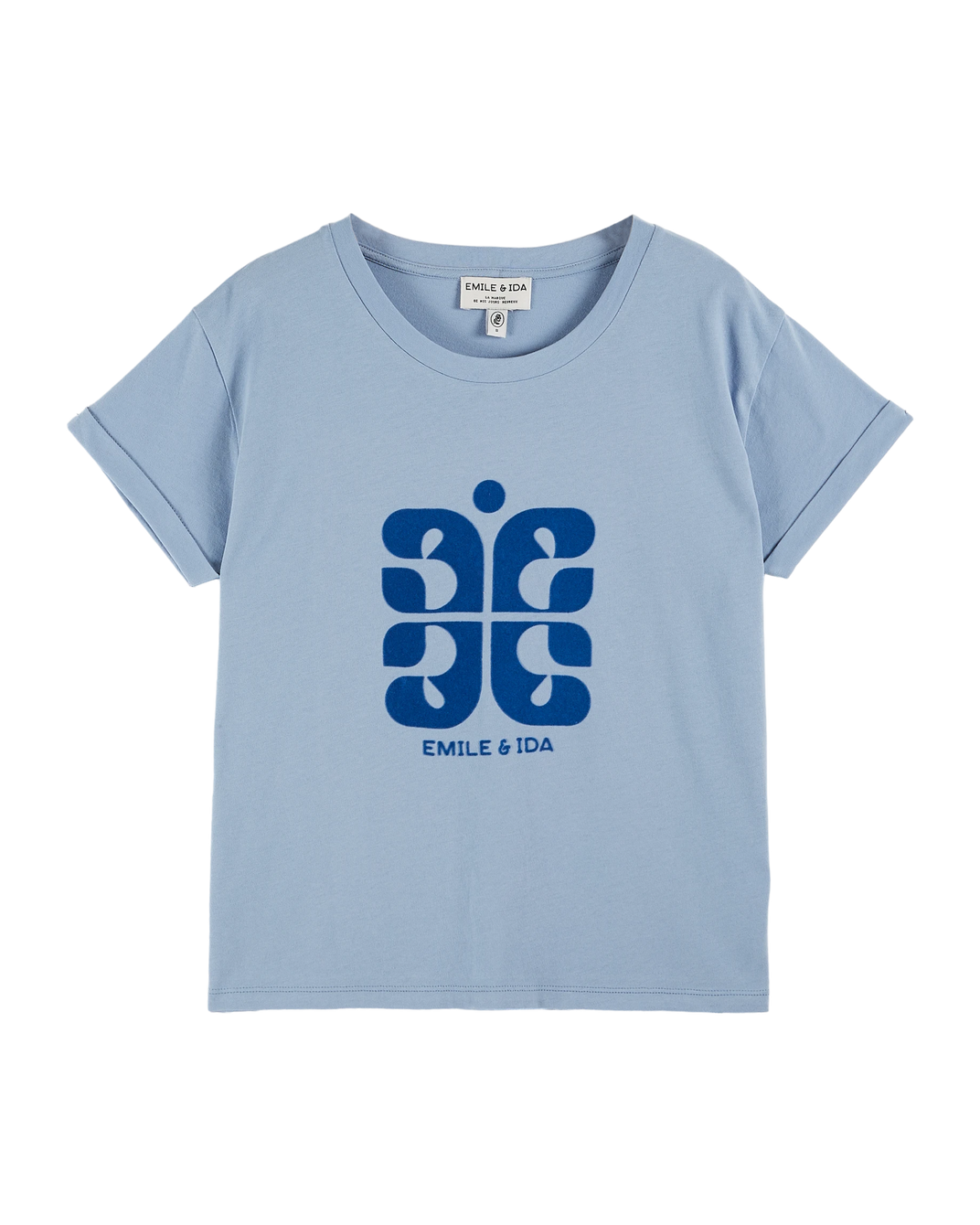 T-shirt logo coton bio bleu clair