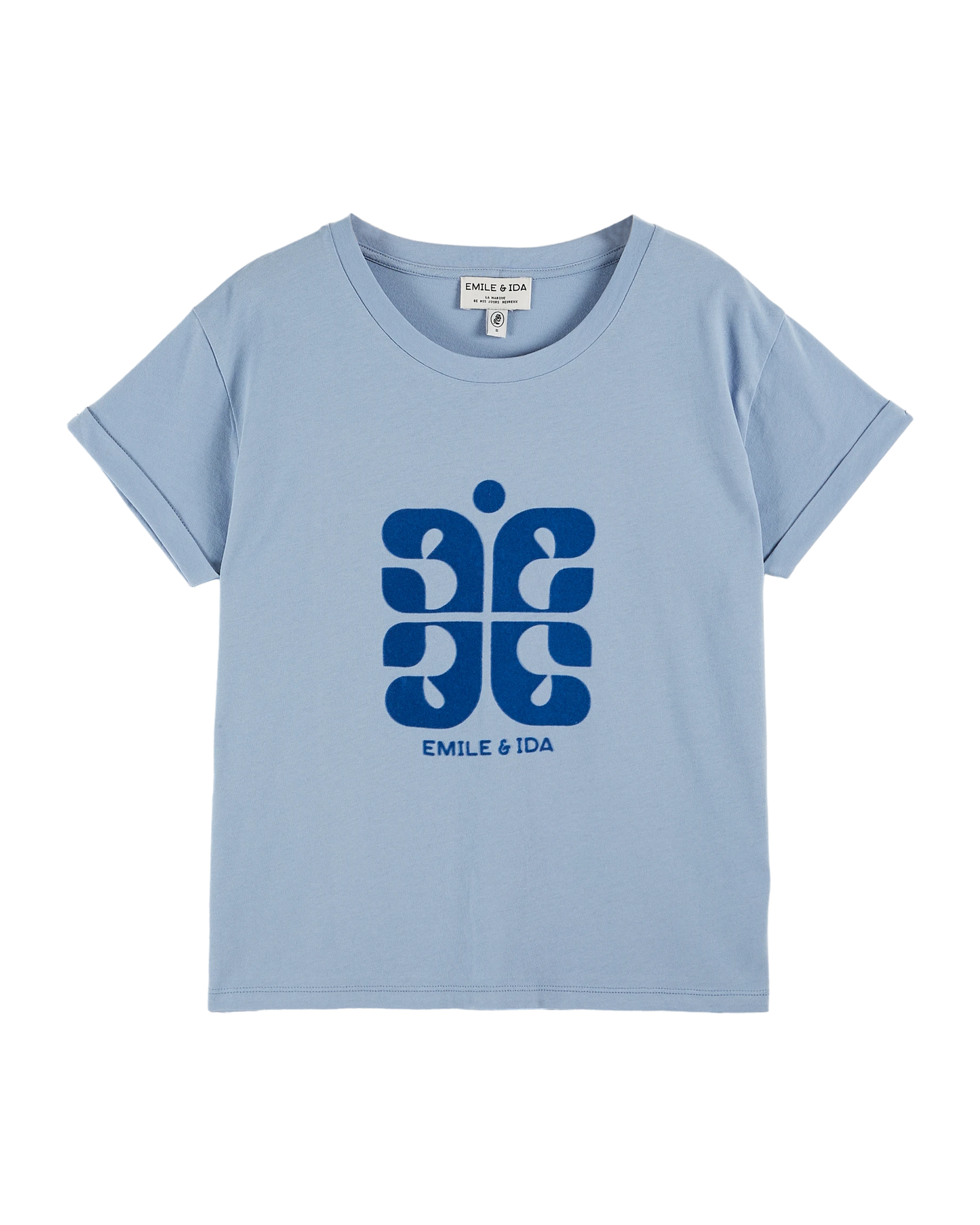 T-shirt logo coton bio bleu clair