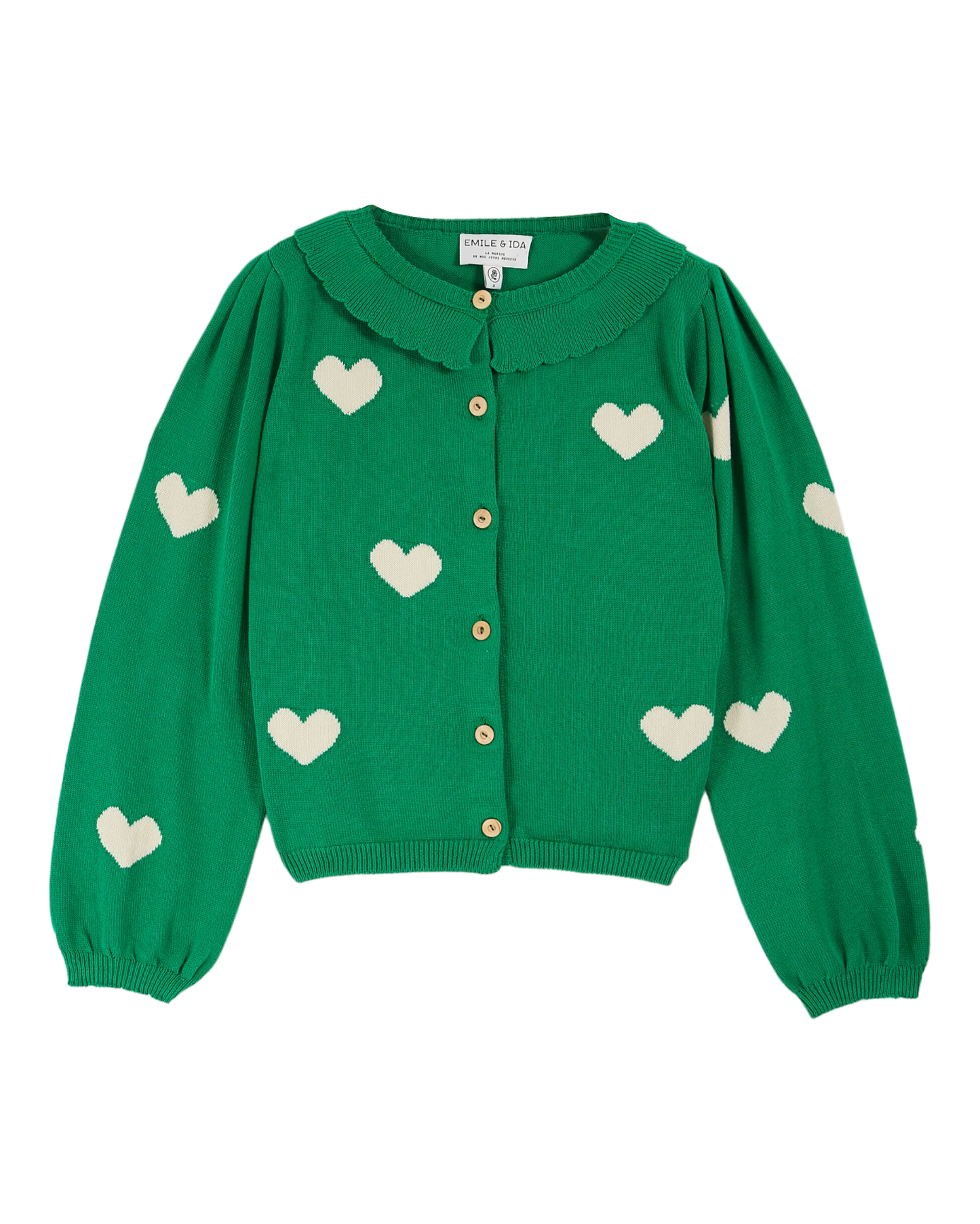 Cardigan femme coeur coton bio vert