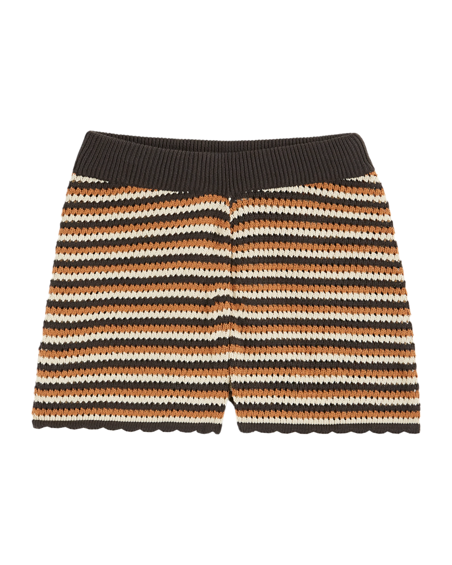 Short tricot rayures caramel