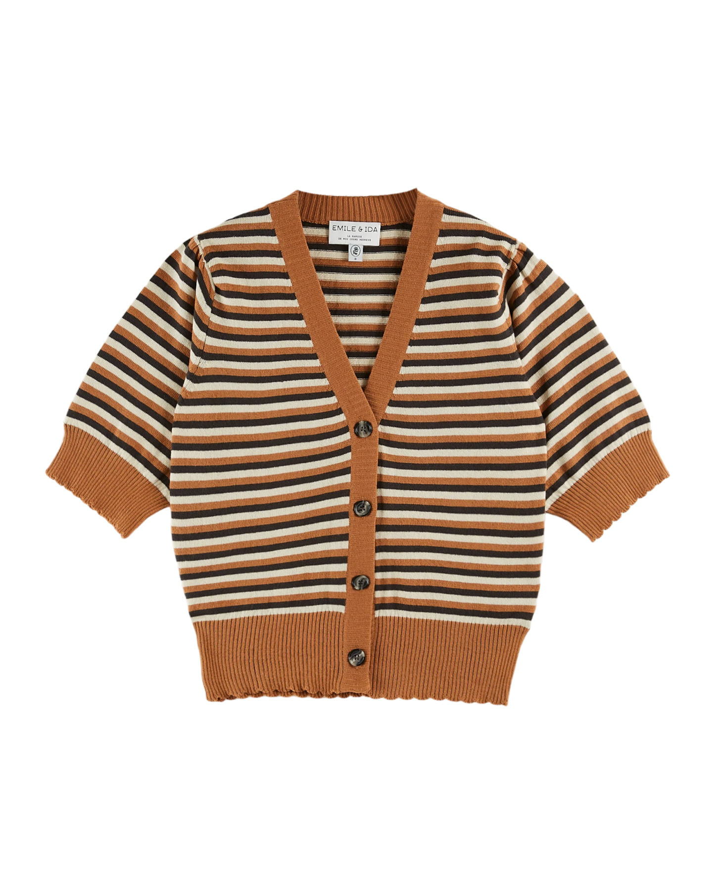 Cardigan rayures caramel