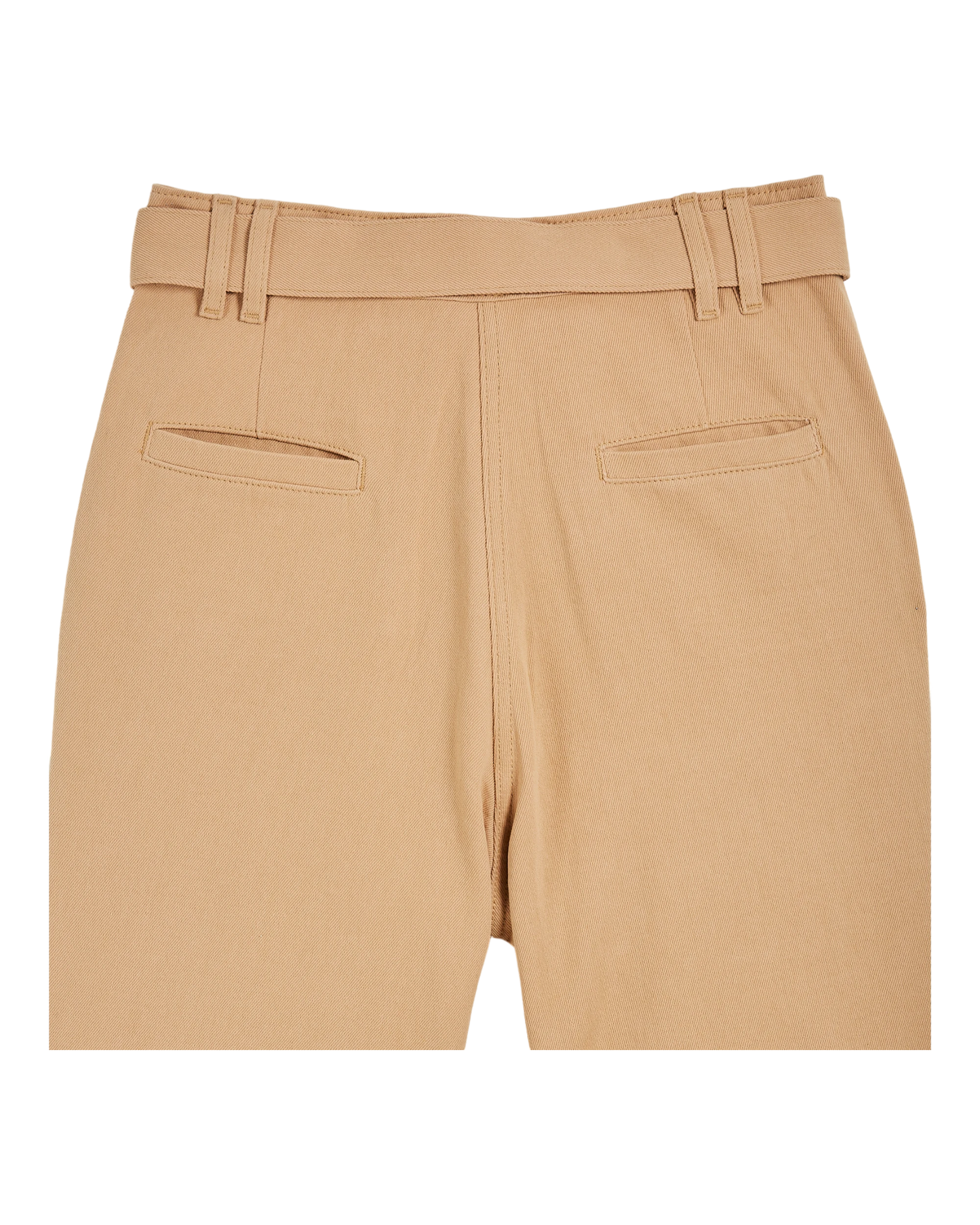 Pantalon ceinturé denim beige