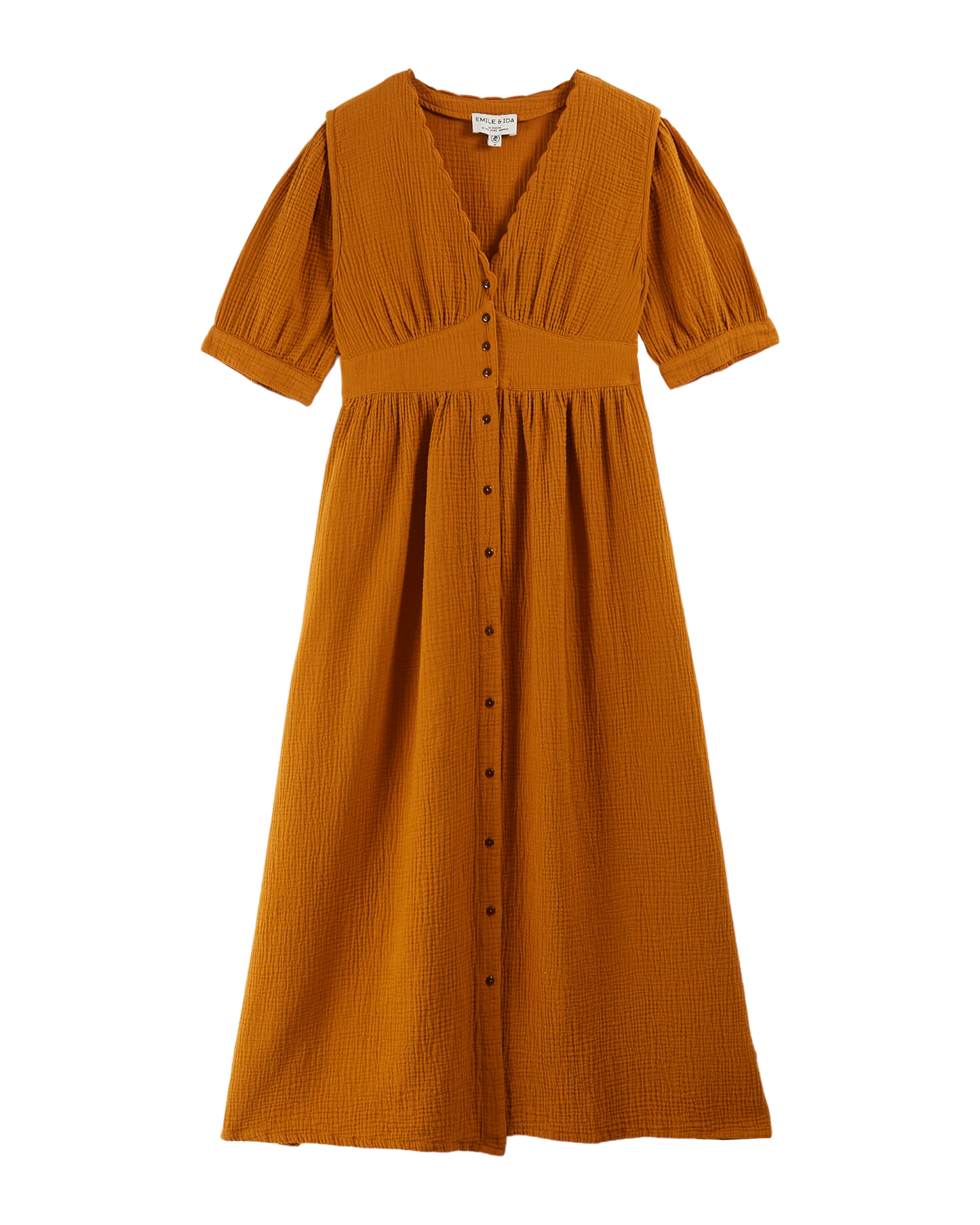 Robe longue gaze de coton caramel