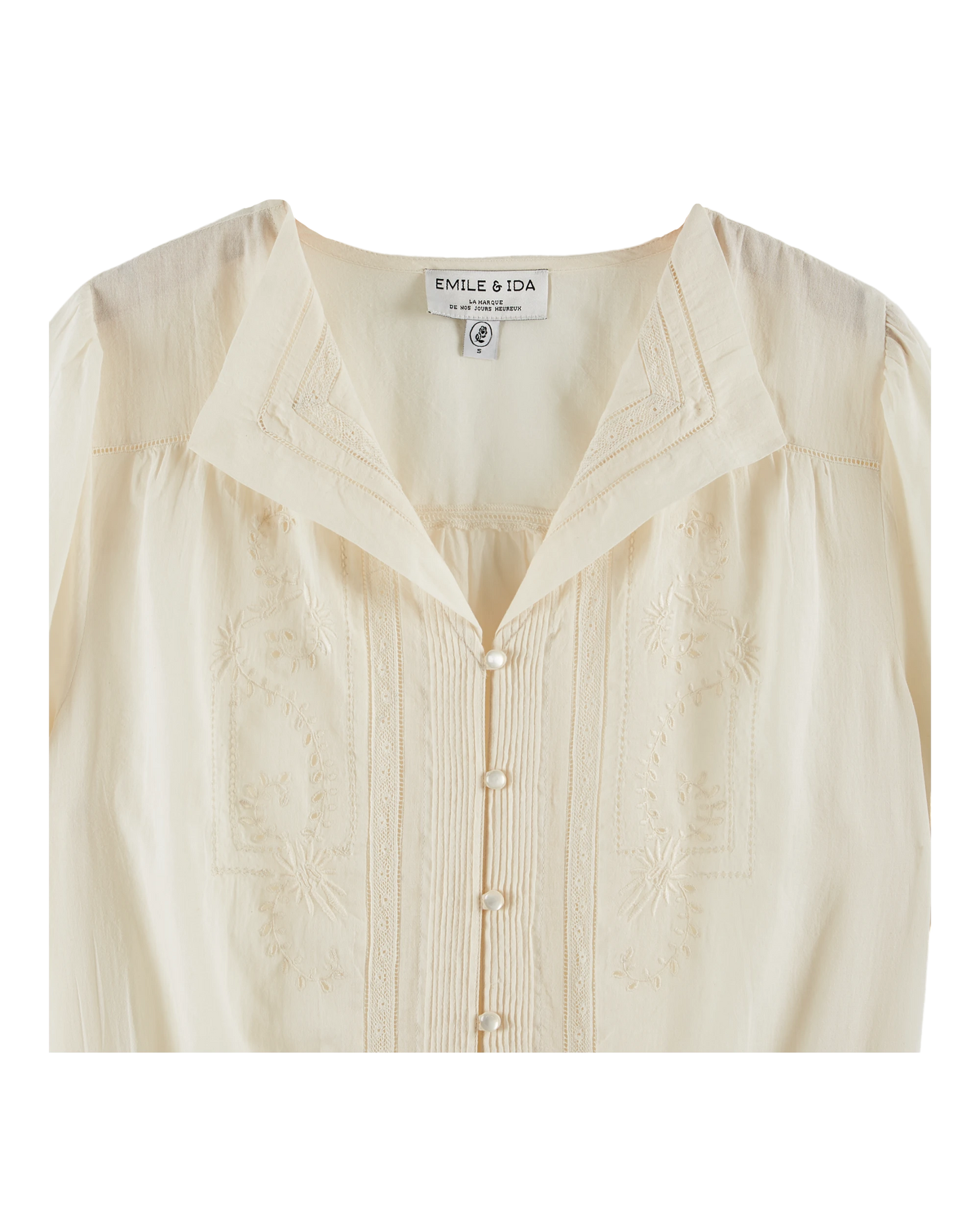 Blouse brodée vintage écru