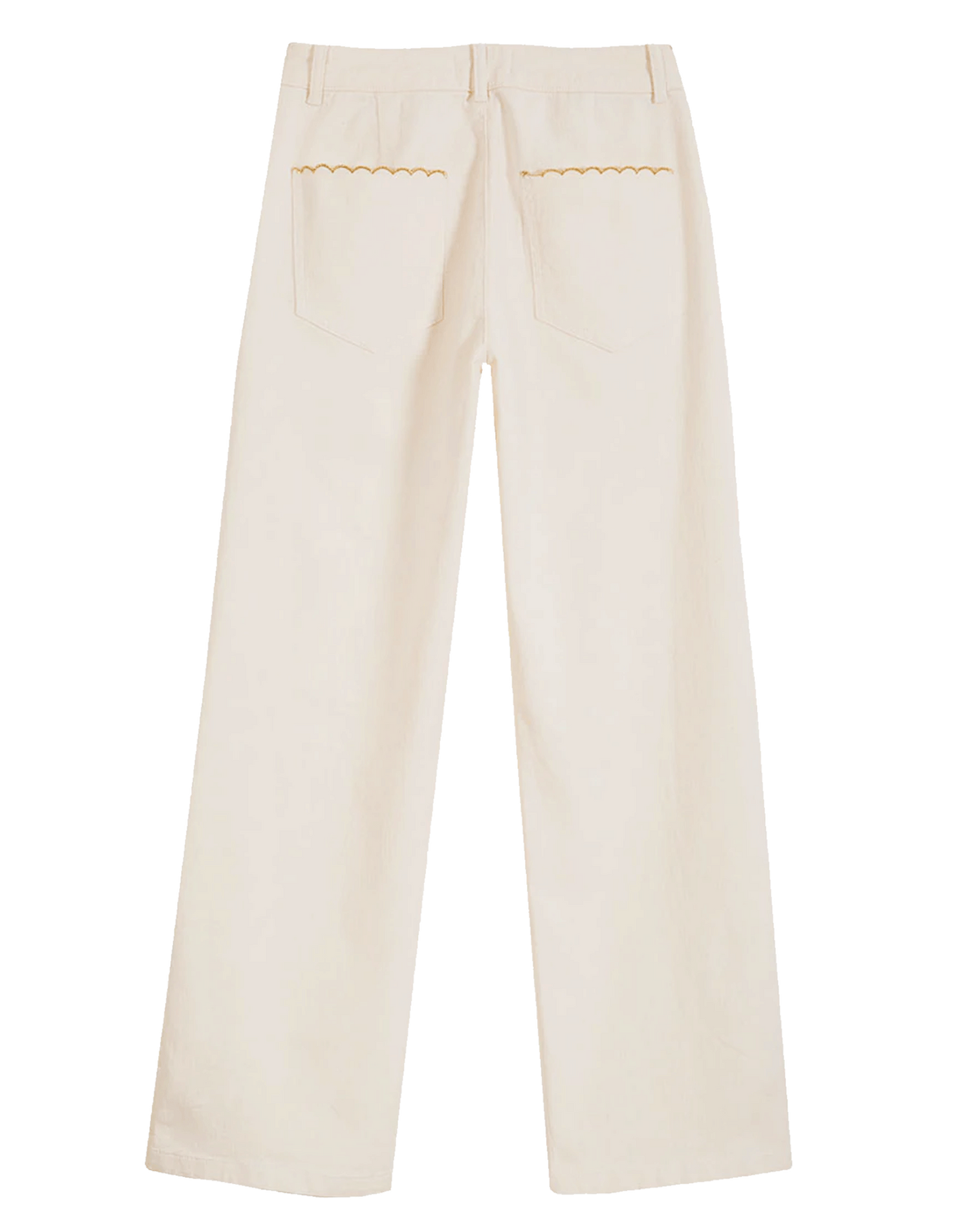 Pantalon à pont denim stretch écru