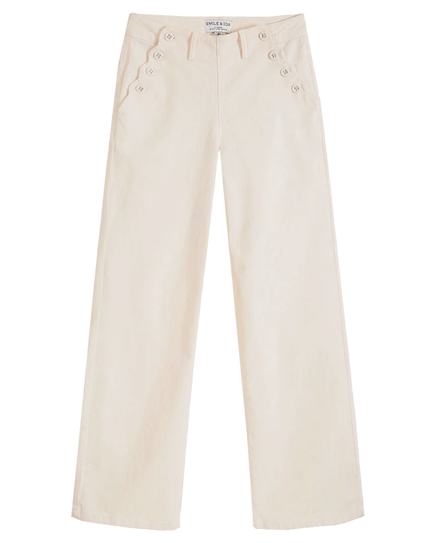 Pantalon à pont denim stretch écru