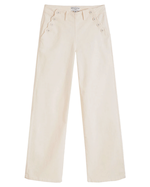 Pantalon à pont denim stretch écru