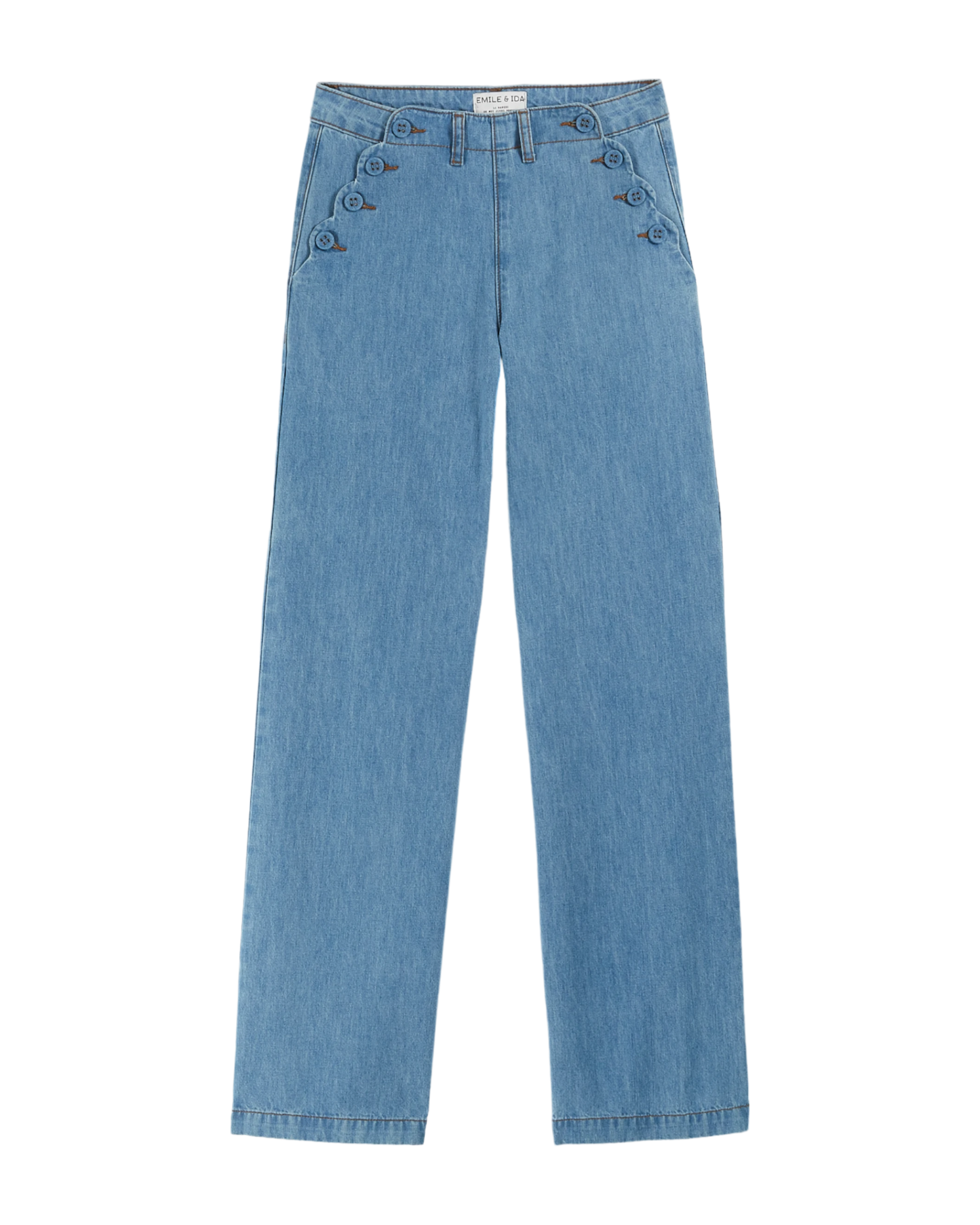 Pantalon à pont denim coton bleu