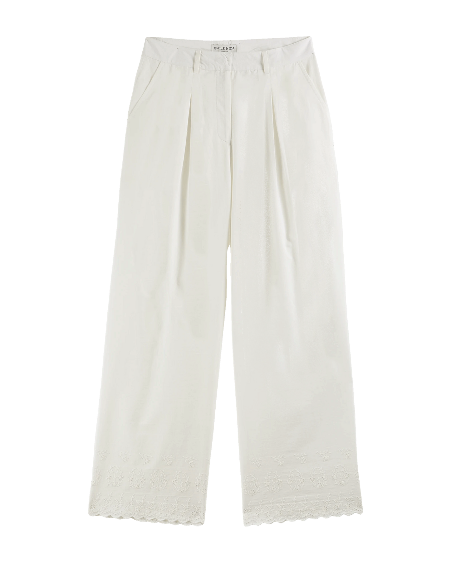 Pantalon broderie anglaise blanc